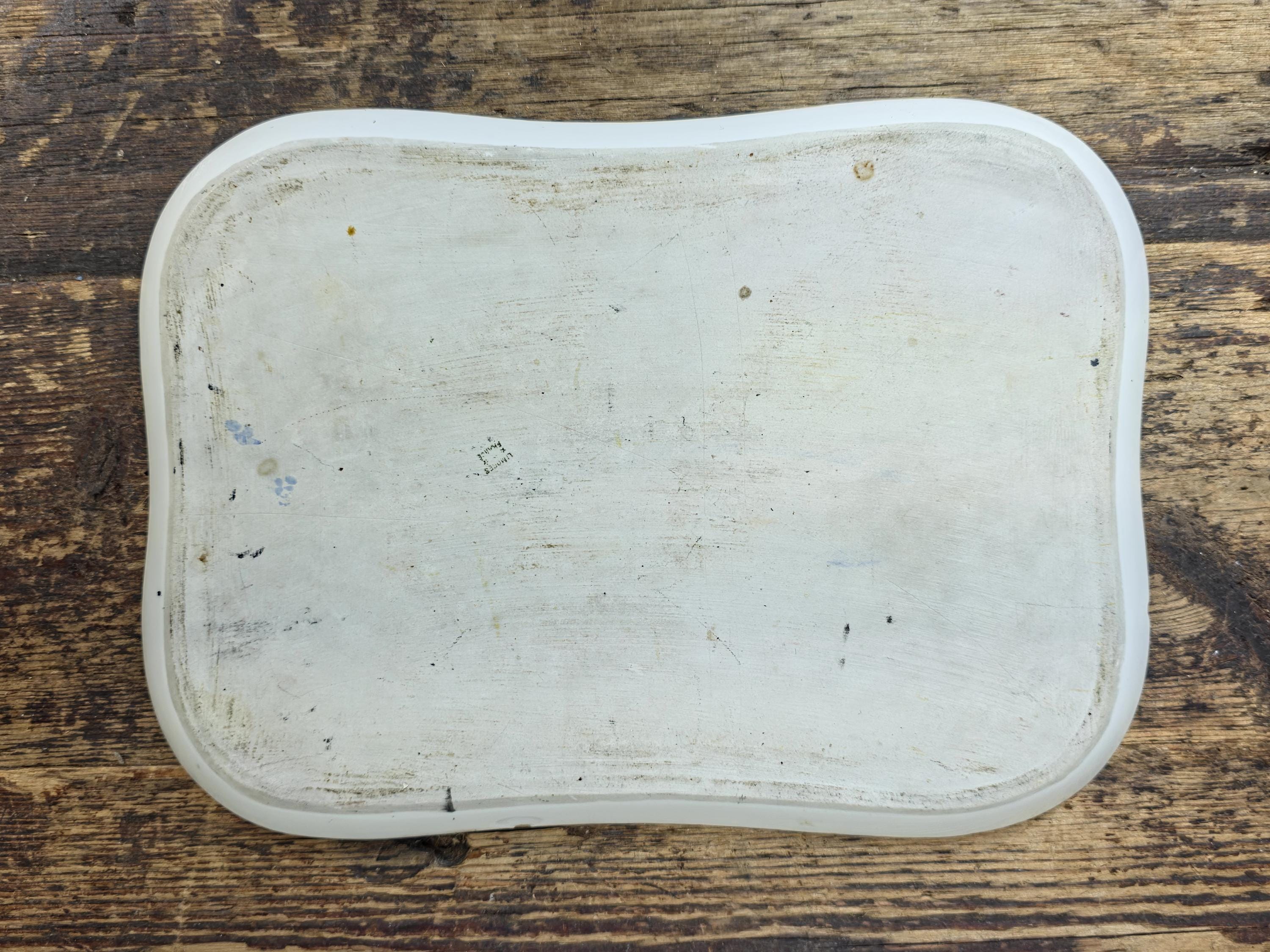 Limoges France Porcelain Tray with Gilt Monogram & Greek Key Border — c.1900s