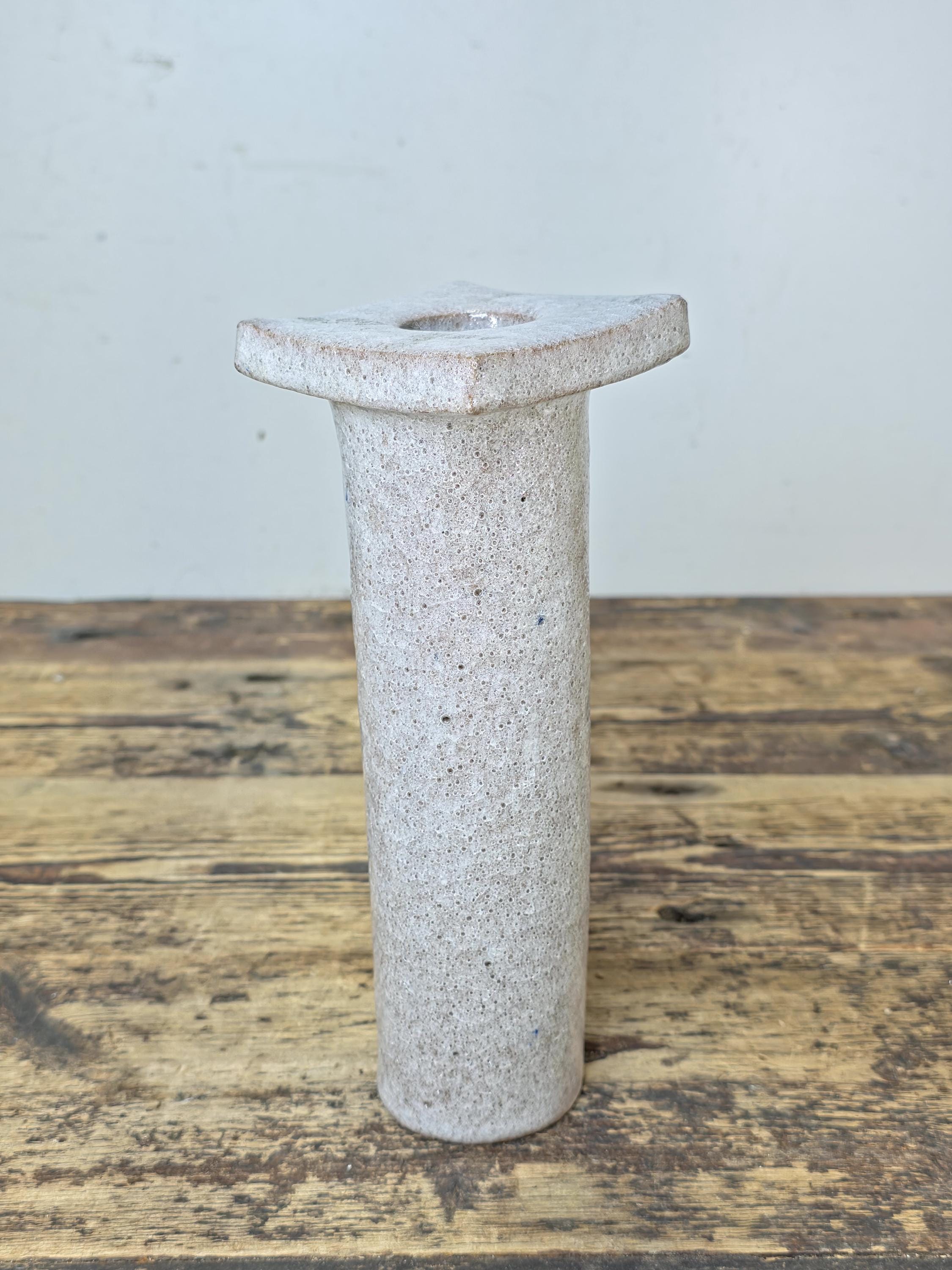 Japanese Studio Pottery Vase “Hisoku” (秘色) Textured White-Grey Glaze c.1960s–70s