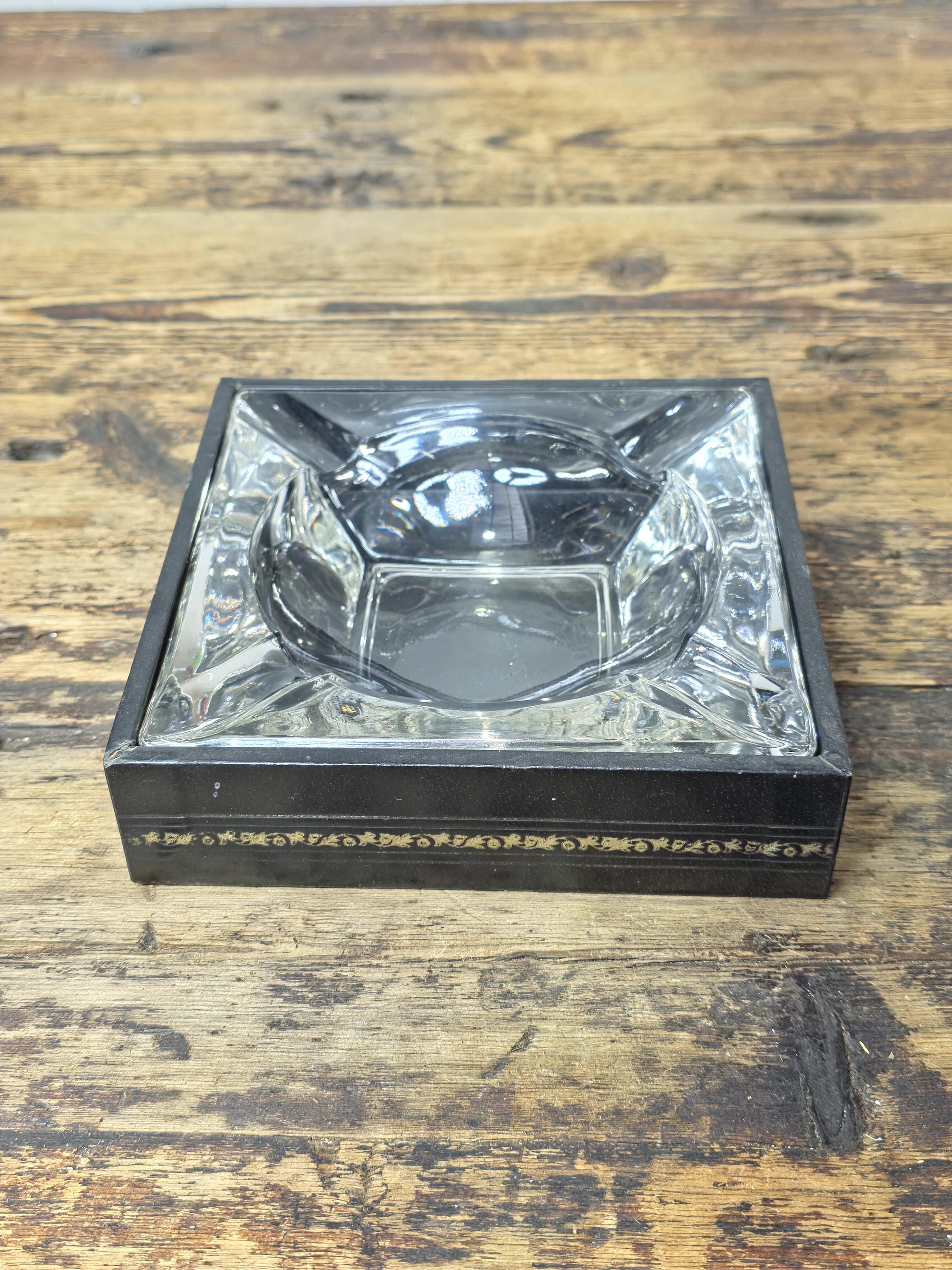 Vintage Clear Glass Ashtray 4.5" Square – Mid-Century Modern Heavy Glass