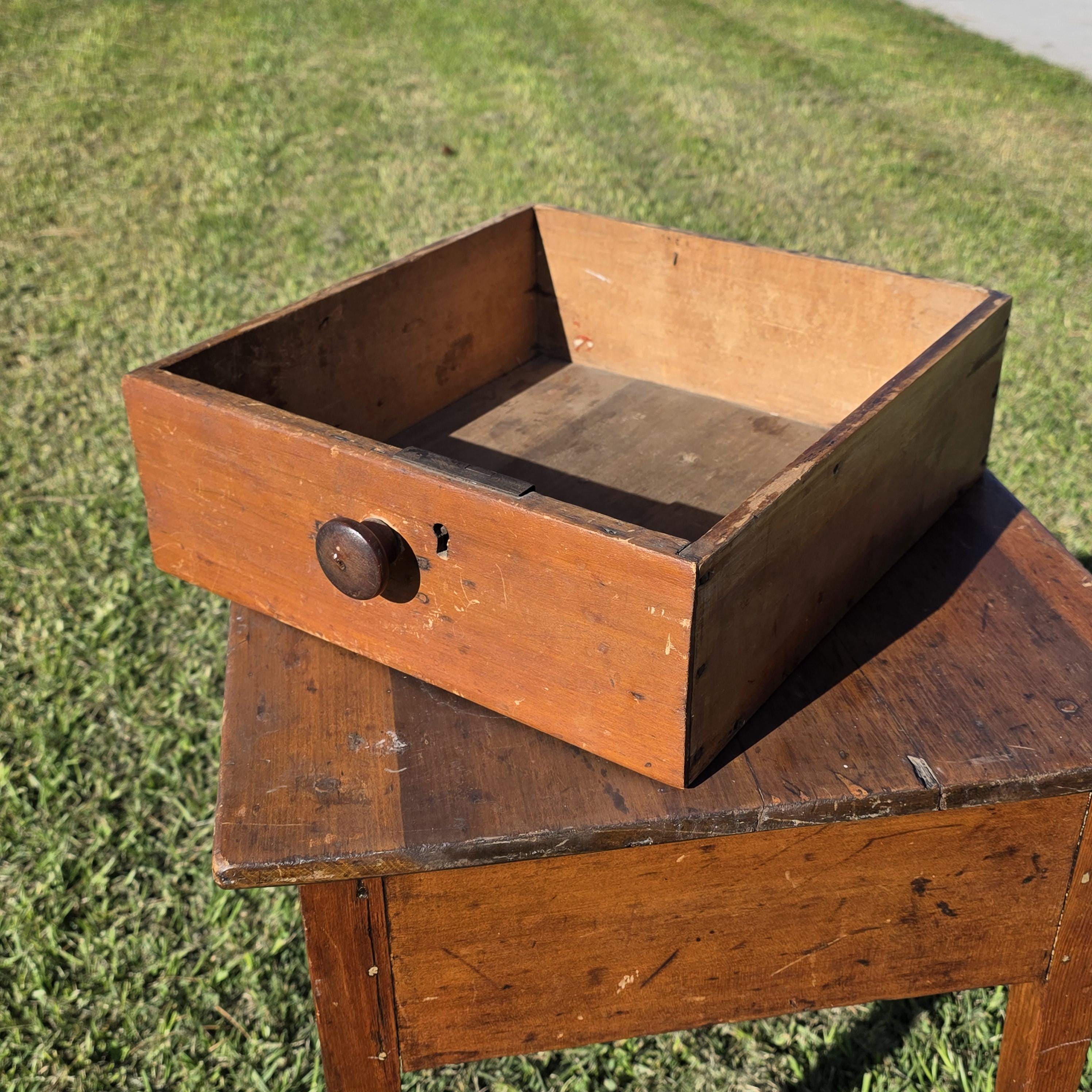Antique New England Cherry One-Drawer Work Table c.1820s Original Mushroom Knob