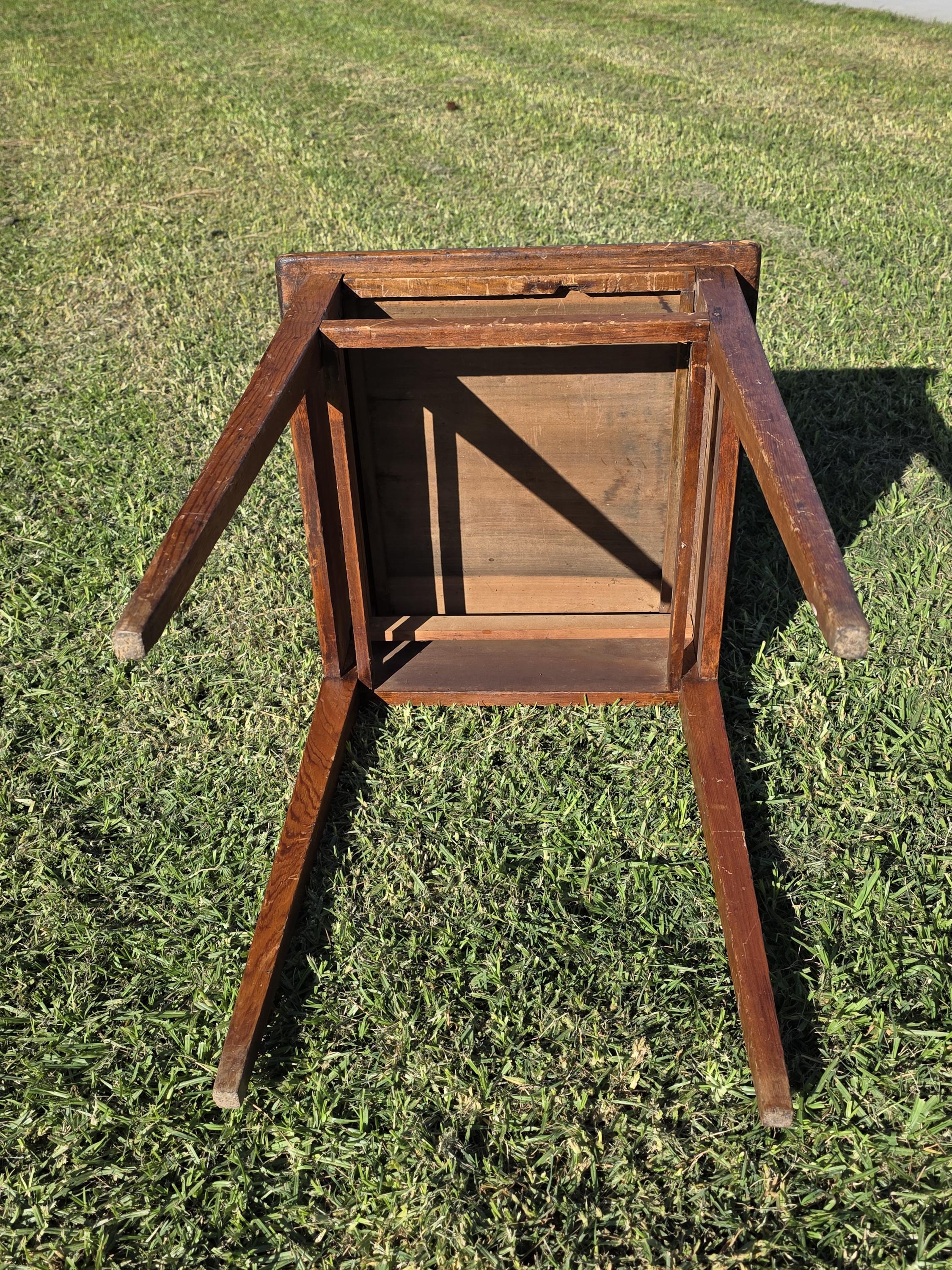 Antique New England Cherry One-Drawer Work Table c.1820s Original Mushroom Knob