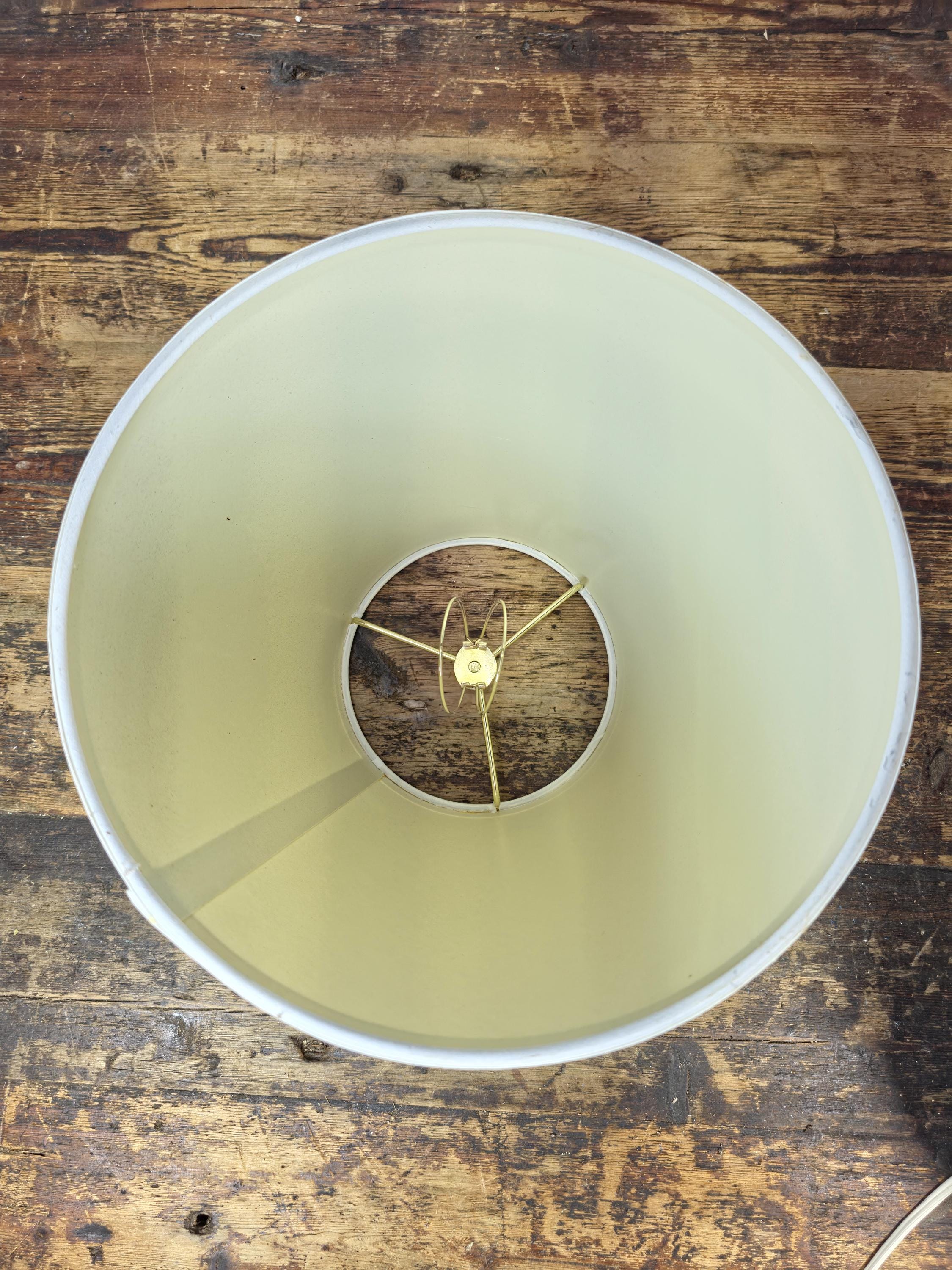 Mid-Century Blue Swirl Glass Table Lamp with Shade 14"T