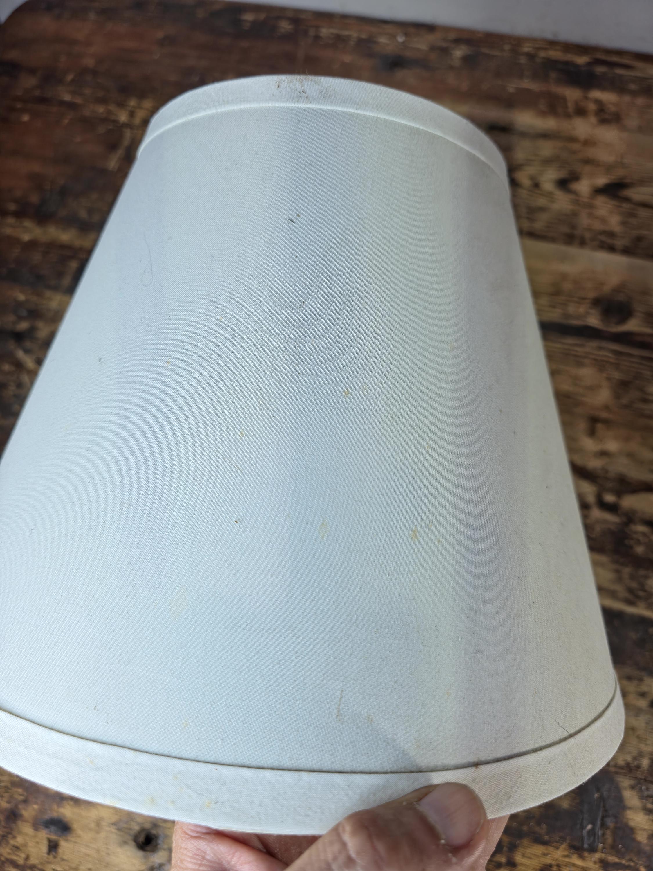 Mid-Century Blue Swirl Glass Table Lamp with Shade 14"T