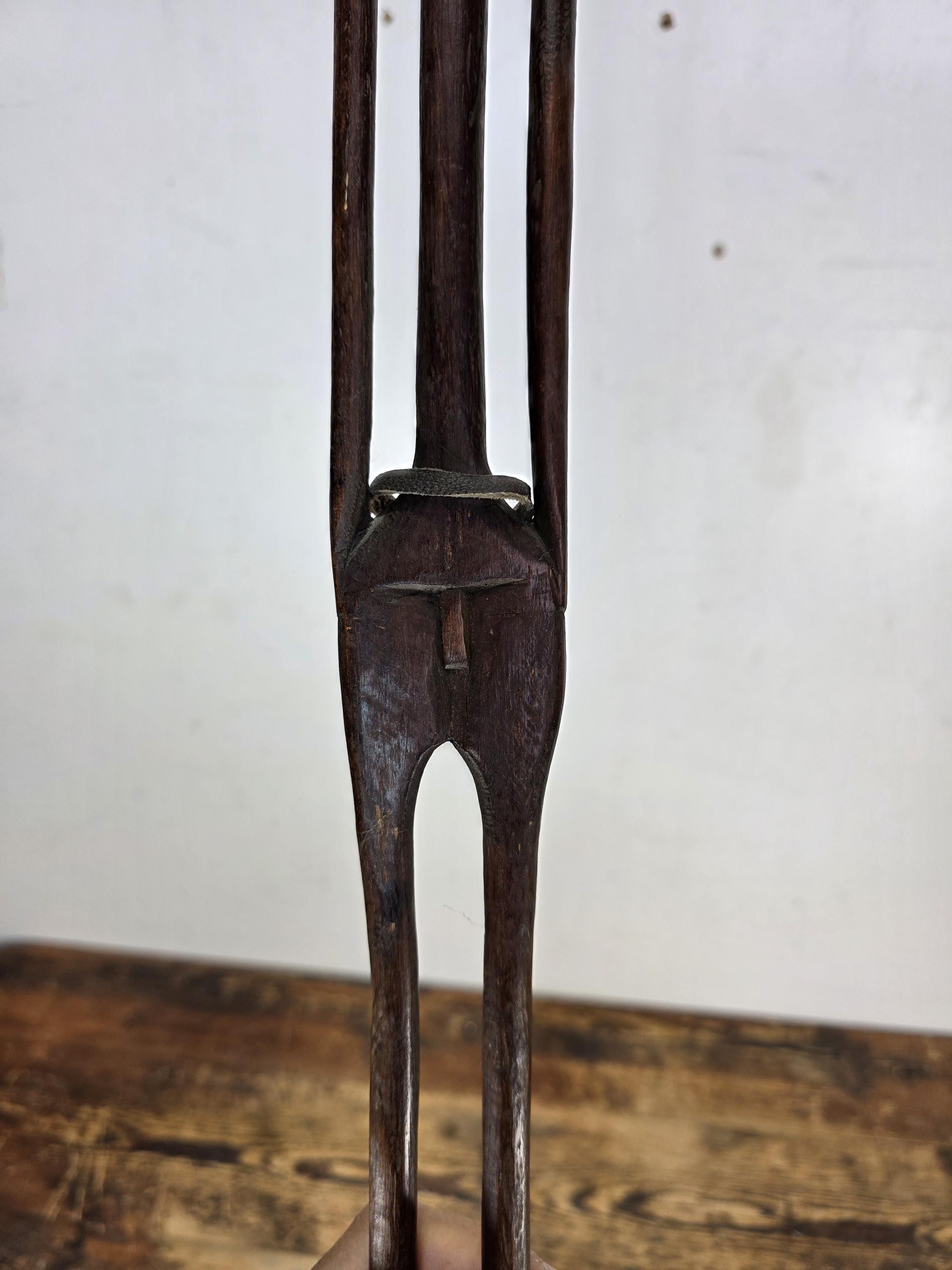 African Tribal Art Tall Carved Wood Figure w/ Split Legs 61"