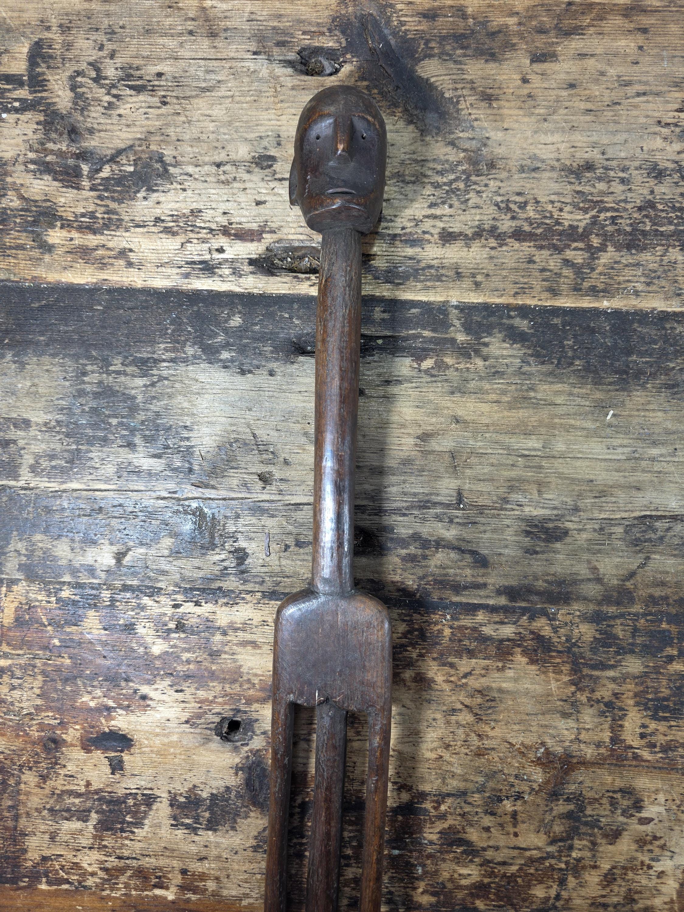 African Tribal Art Tall Carved Wood Figure w/ Split Legs 61"