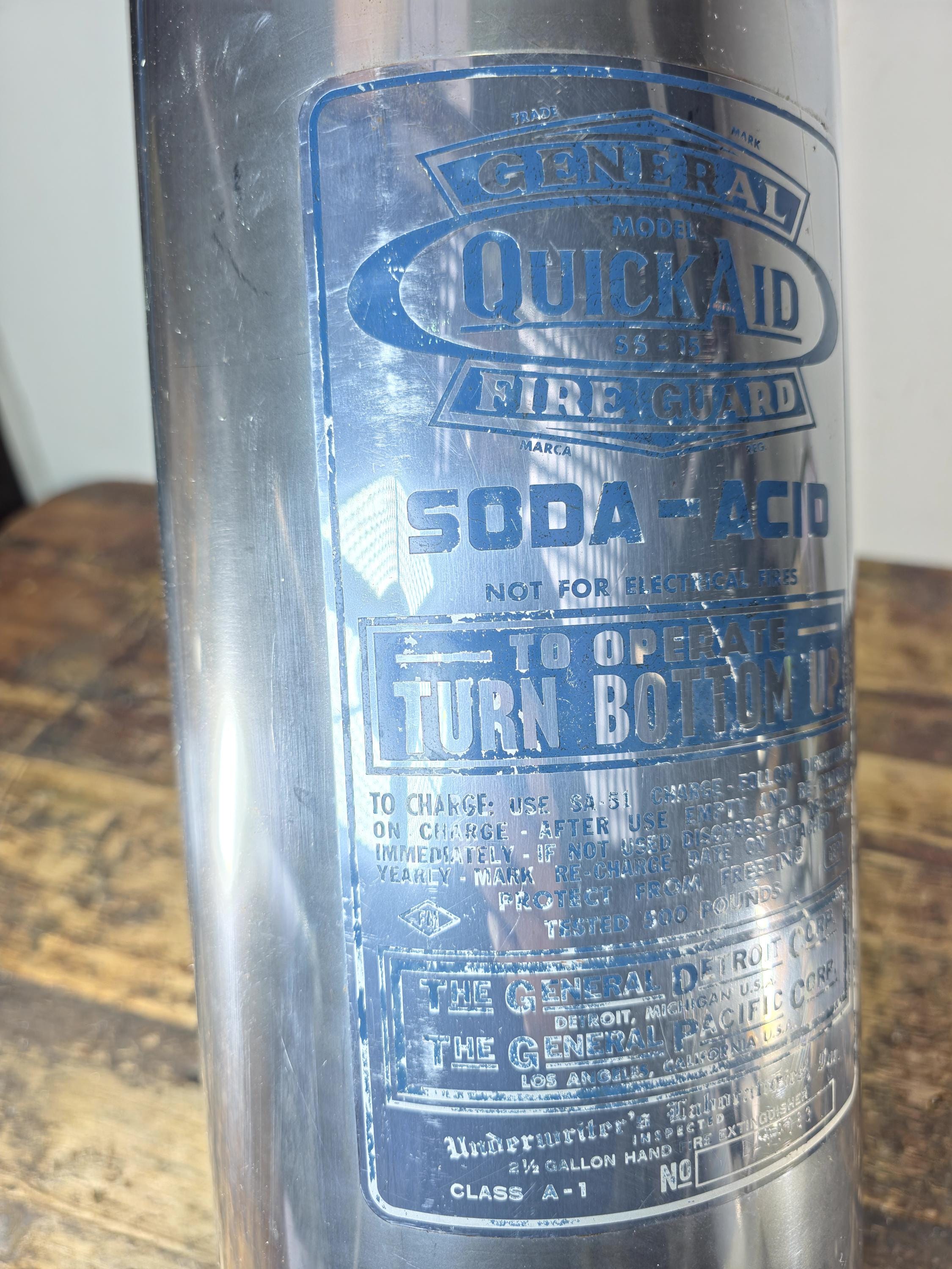 Vintage General Detroit “Quick Aid” SS-15 Soda-Acid Fire Extinguisher – 22.5"