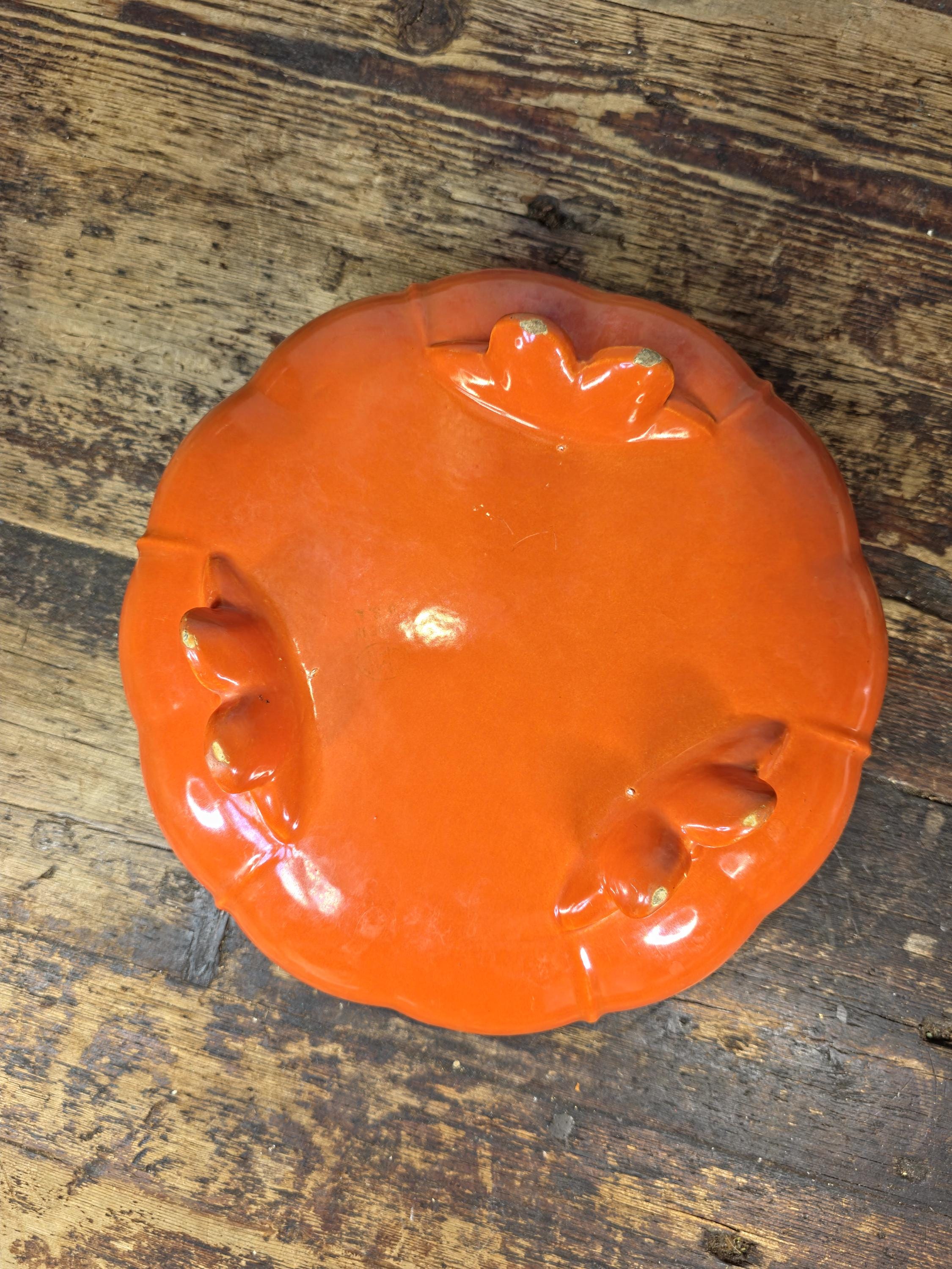 Vintage GMB USA Footed Ceramic Bowl / Planter – Orange Mid-Century