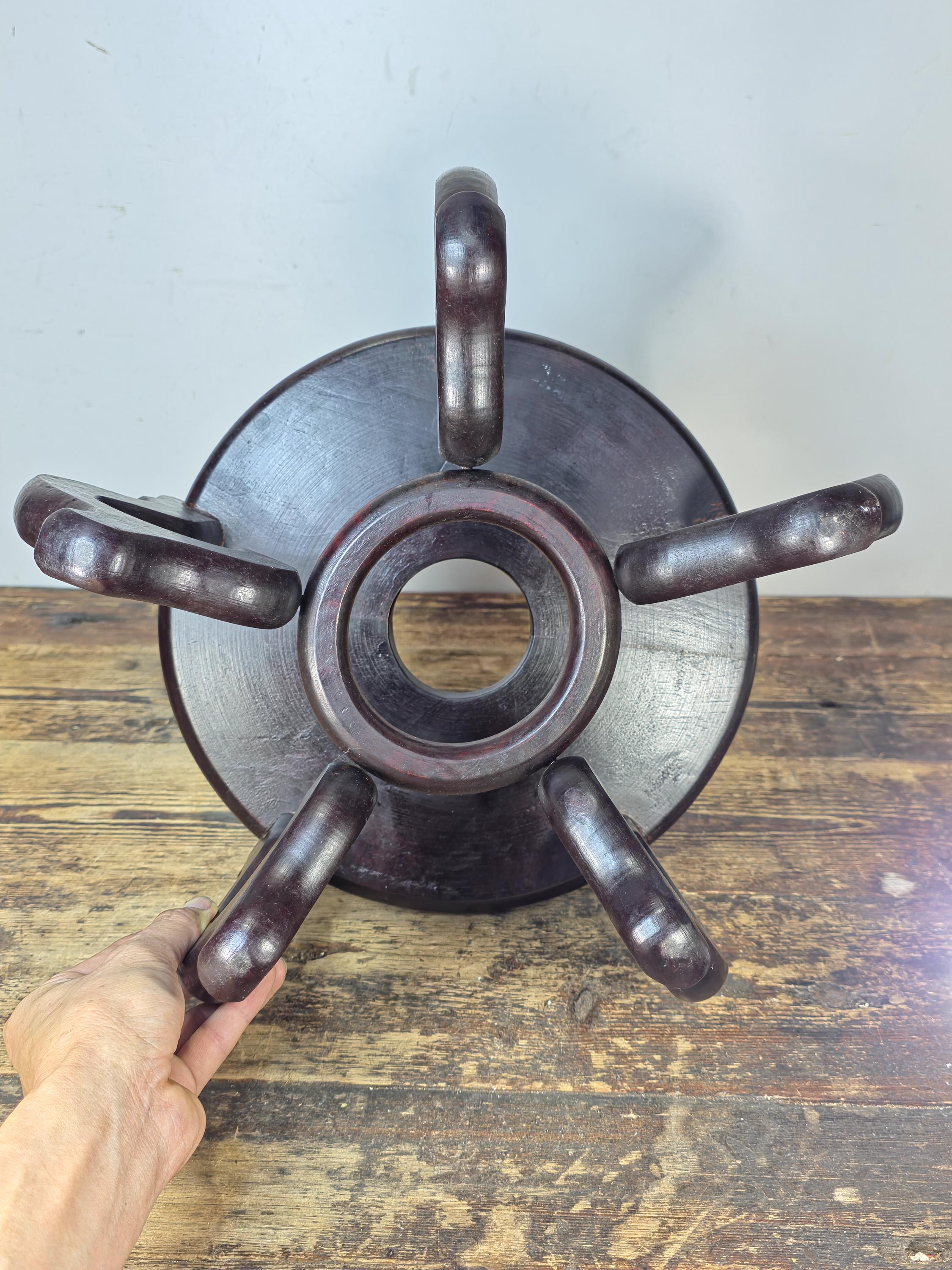 Vintage Asian Carved Wood Display Stand 15" Large Base – Usable Space 11"