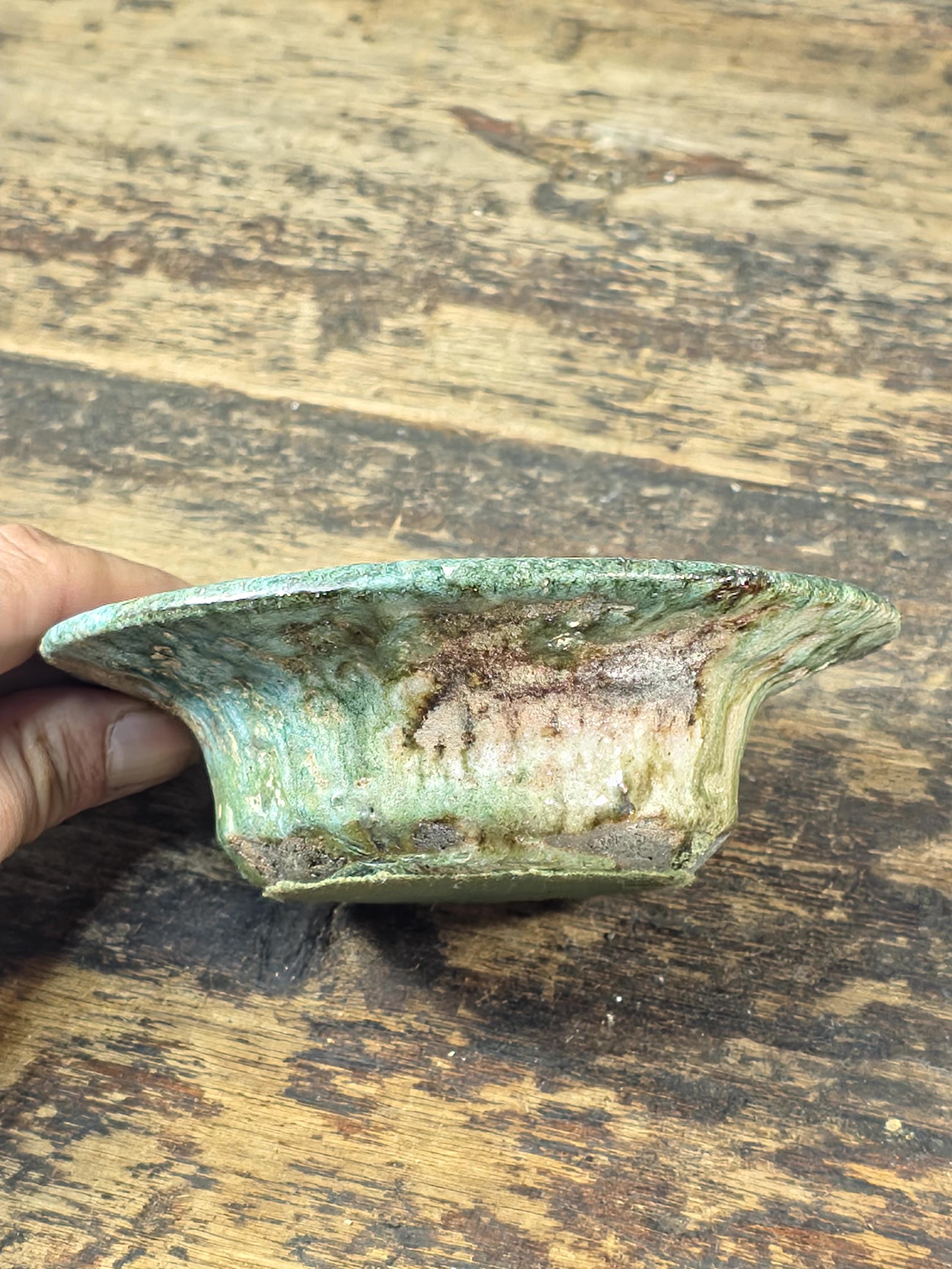 Vintage Green-Glazed Studio Pottery Small Bowl / Dish / Ashtray 5" Dia × 1.5" H