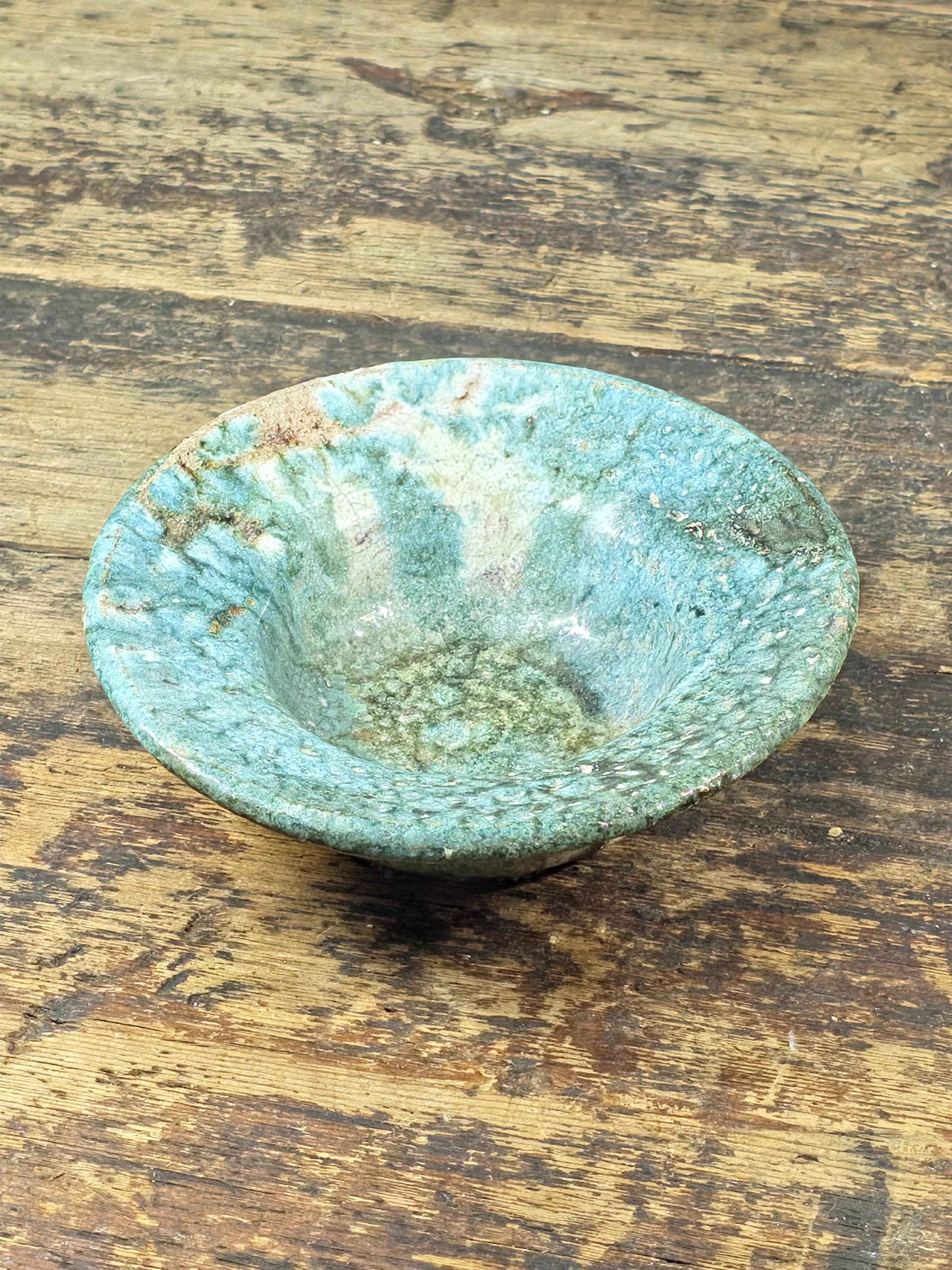 Vintage Green-Glazed Studio Pottery Small Bowl / Dish / Ashtray 5" Dia × 1.5" H