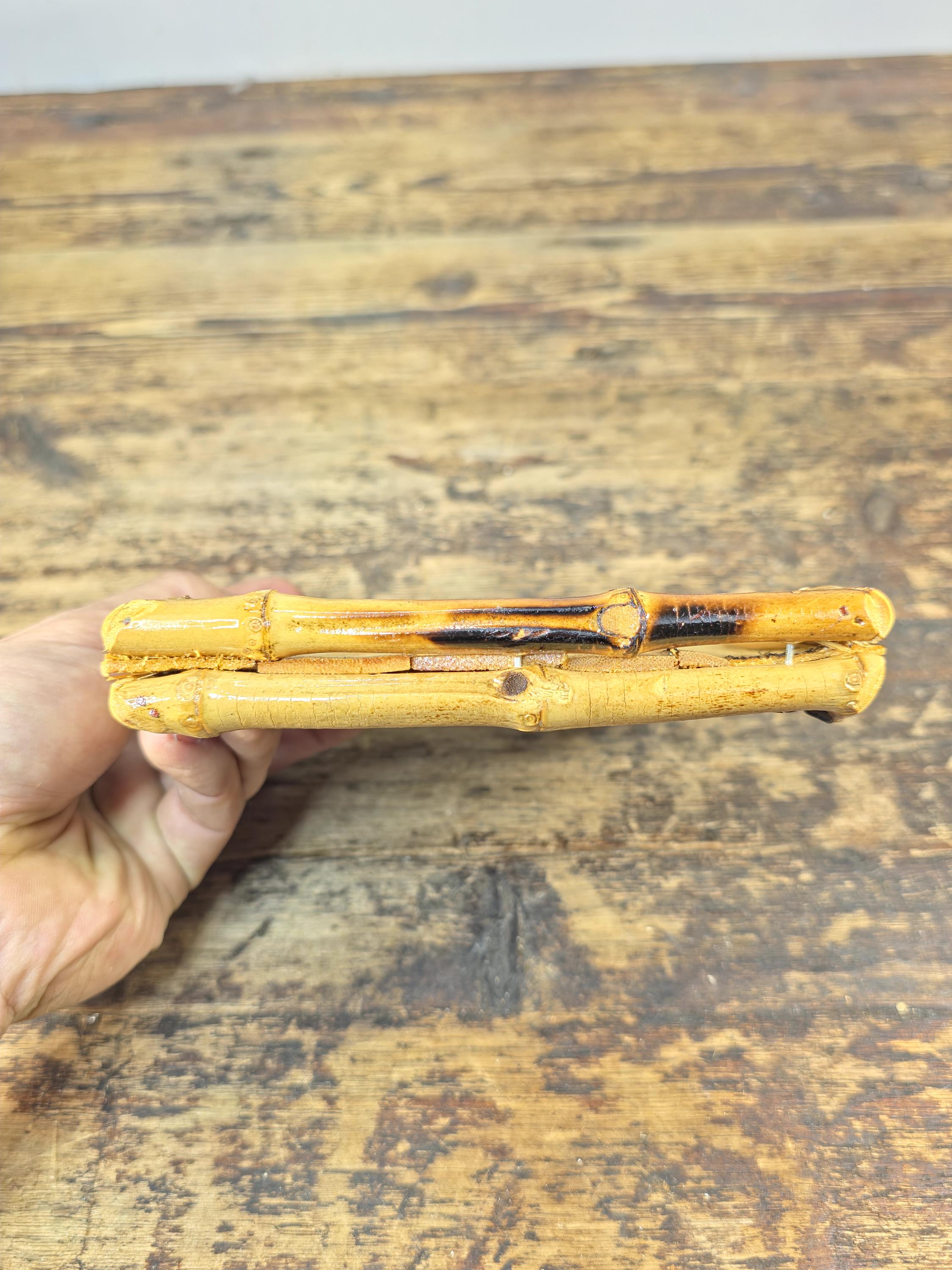 Vintage Handmade Bamboo Square Tray – 5.5" Natural Display Stand / Coaster