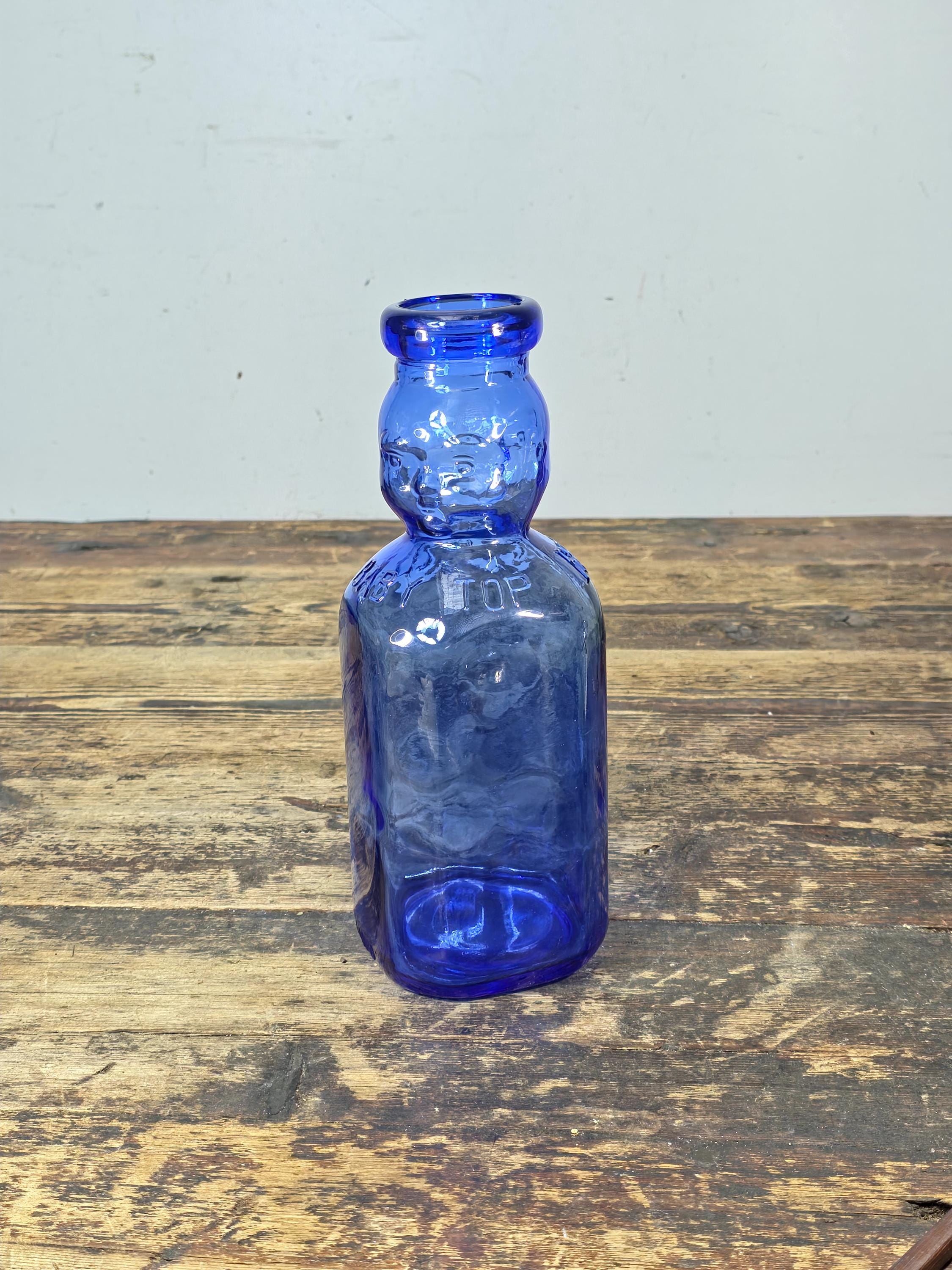 Brookfield Baby Top Cobalt Blue Glass Bottle 1 Quart – Vintage Figural Jar