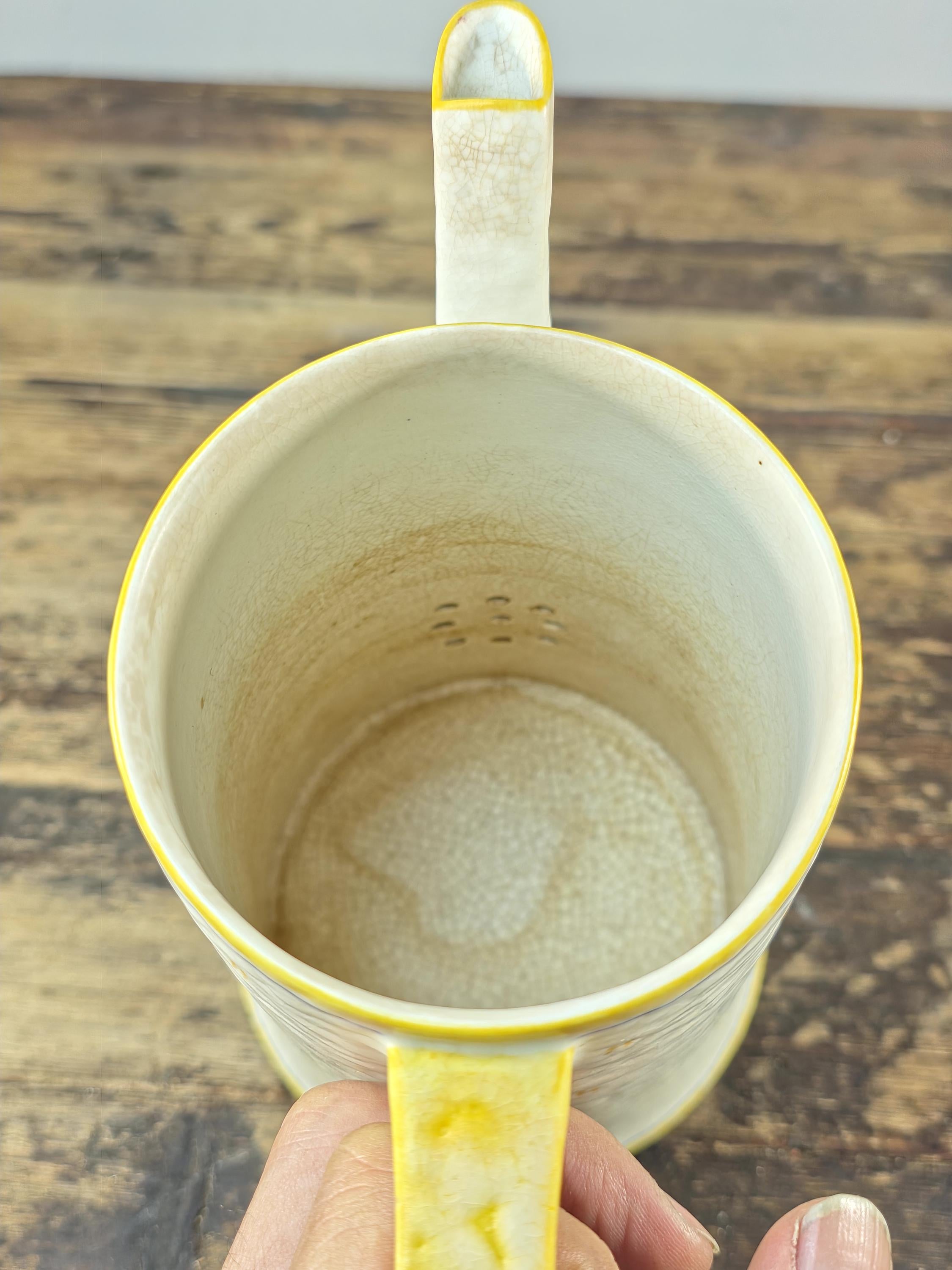 Crown Ducal Snow Glaze Coffee Pot 2lb Hand Painted Floral England Vintage