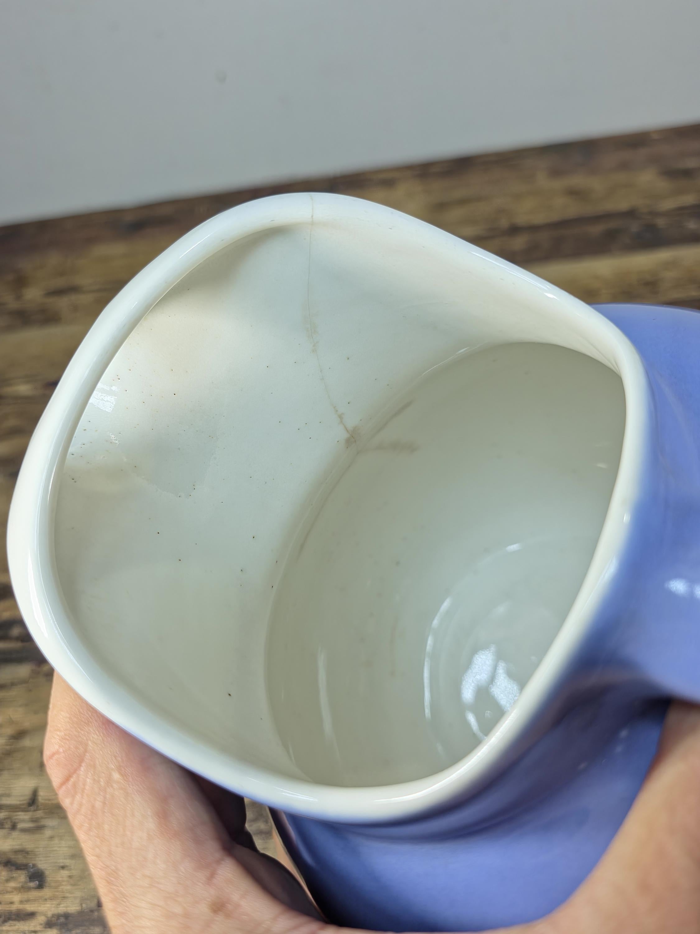 Vintage Coorsite No.937 Water Pitcher Lavender White Ceramic Jug Hairline Crack
