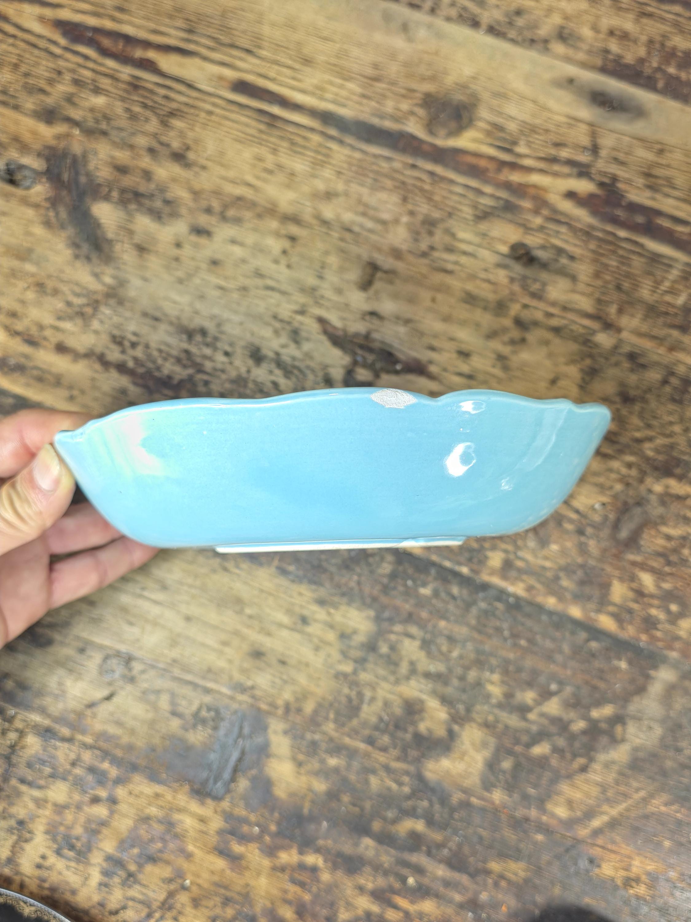 Maurice of California Turquoise Ceramic Plate 8" Mid Century Modern Dish USA