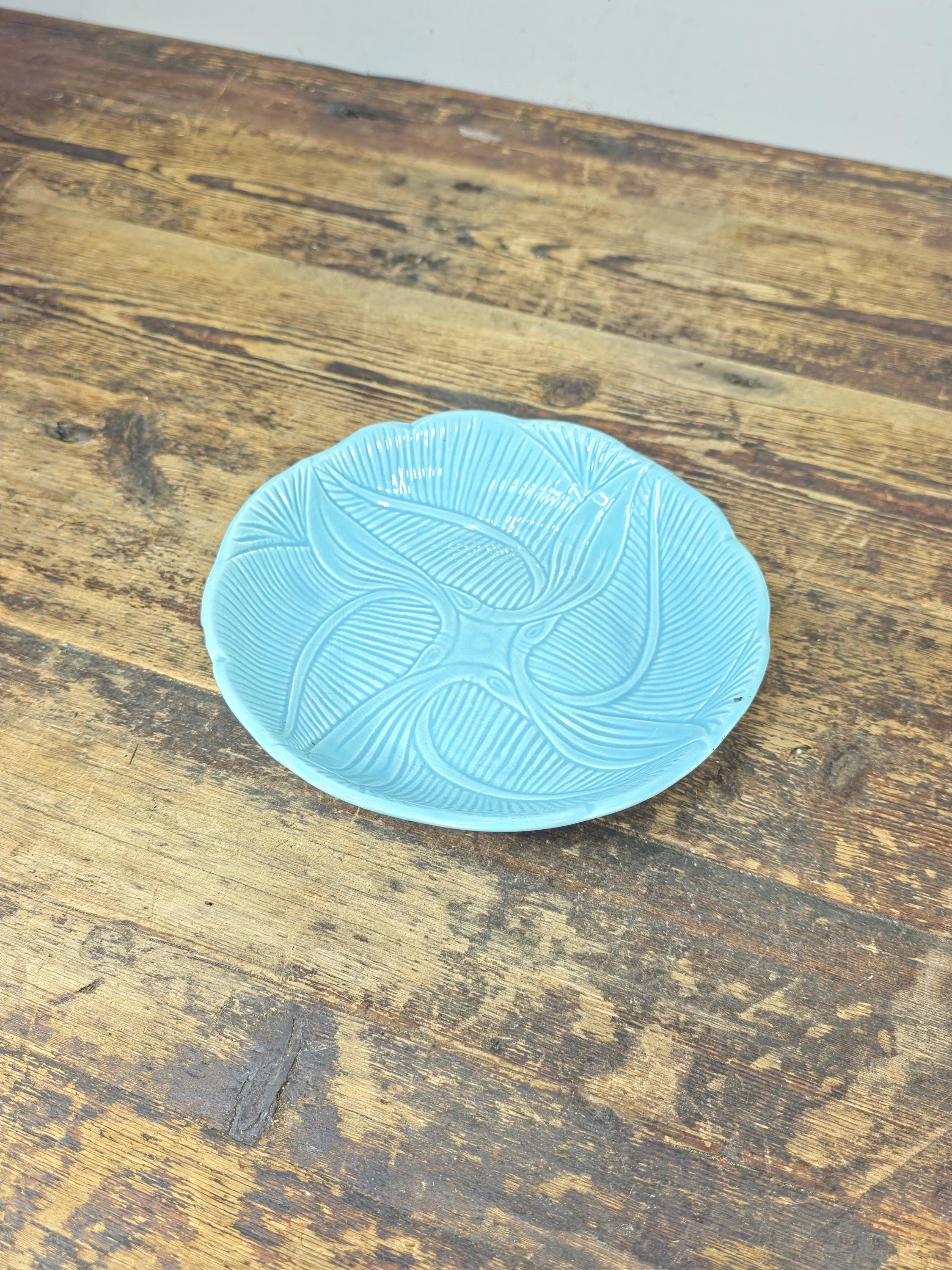 Maurice of California Turquoise Ceramic Plate 8" Mid Century Modern Dish USA
