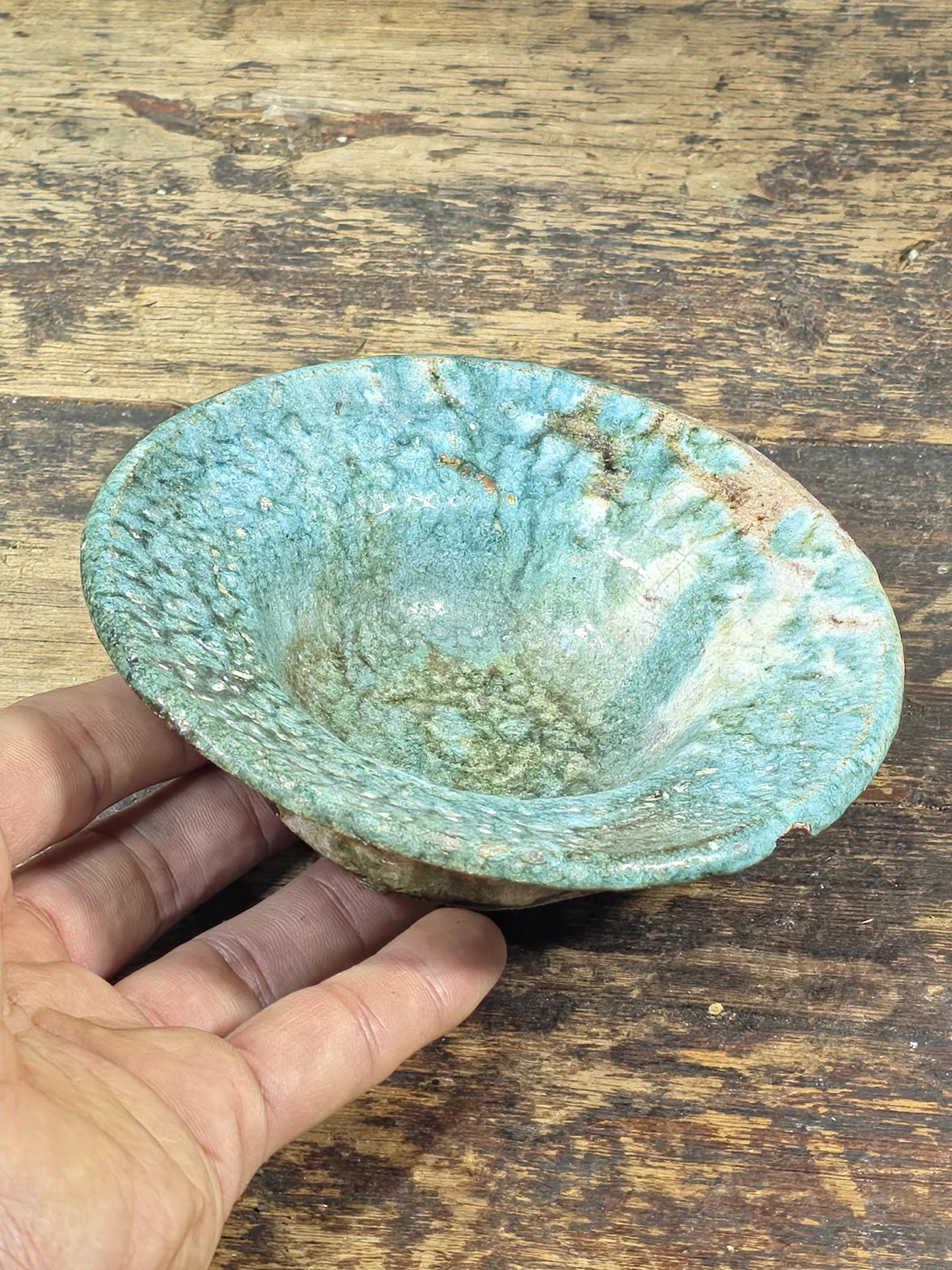 Vintage Green-Glazed Studio Pottery Small Bowl / Dish / Ashtray 5" Dia × 1.5" H