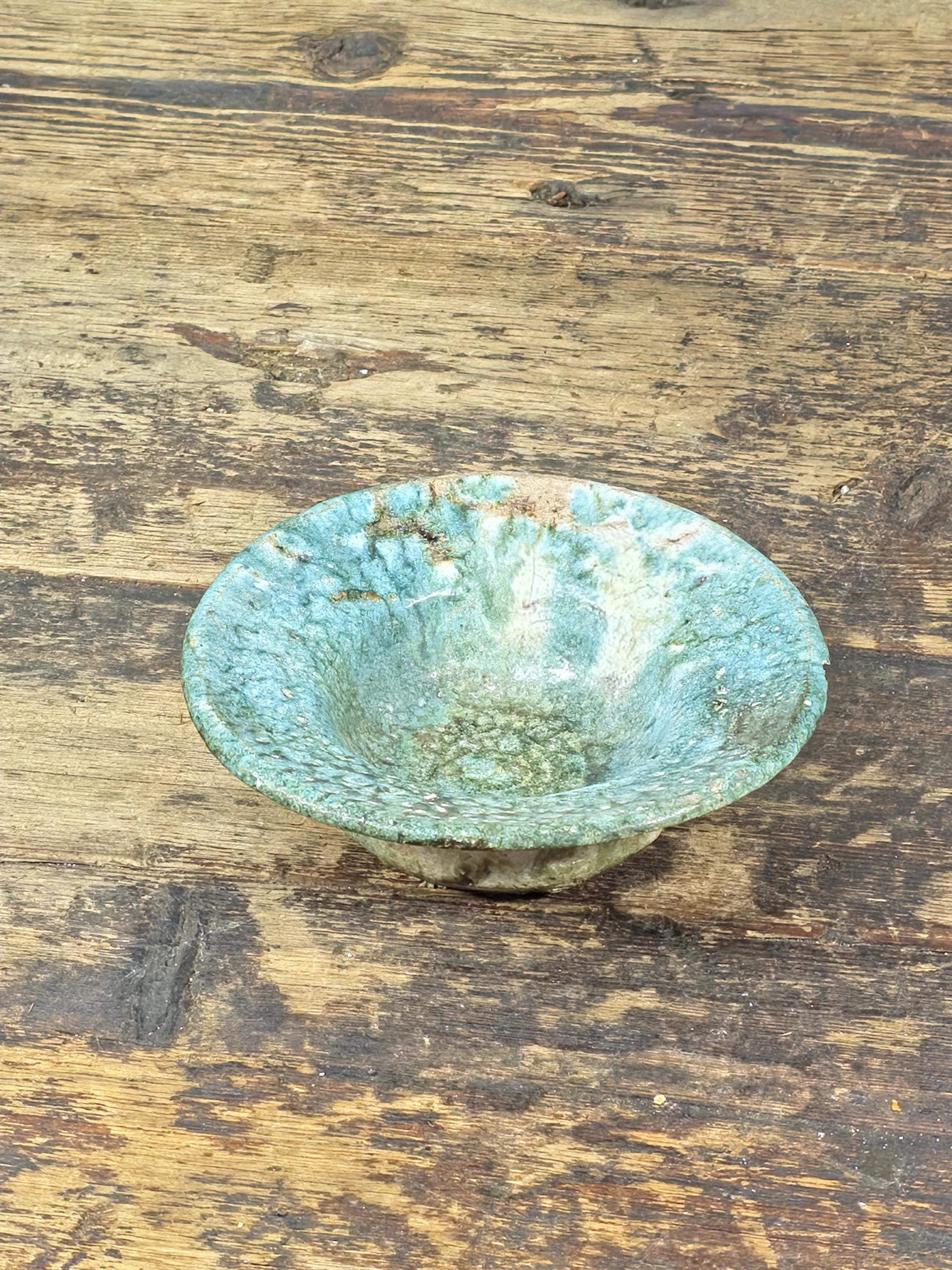Vintage Green-Glazed Studio Pottery Small Bowl / Dish / Ashtray 5" Dia × 1.5" H