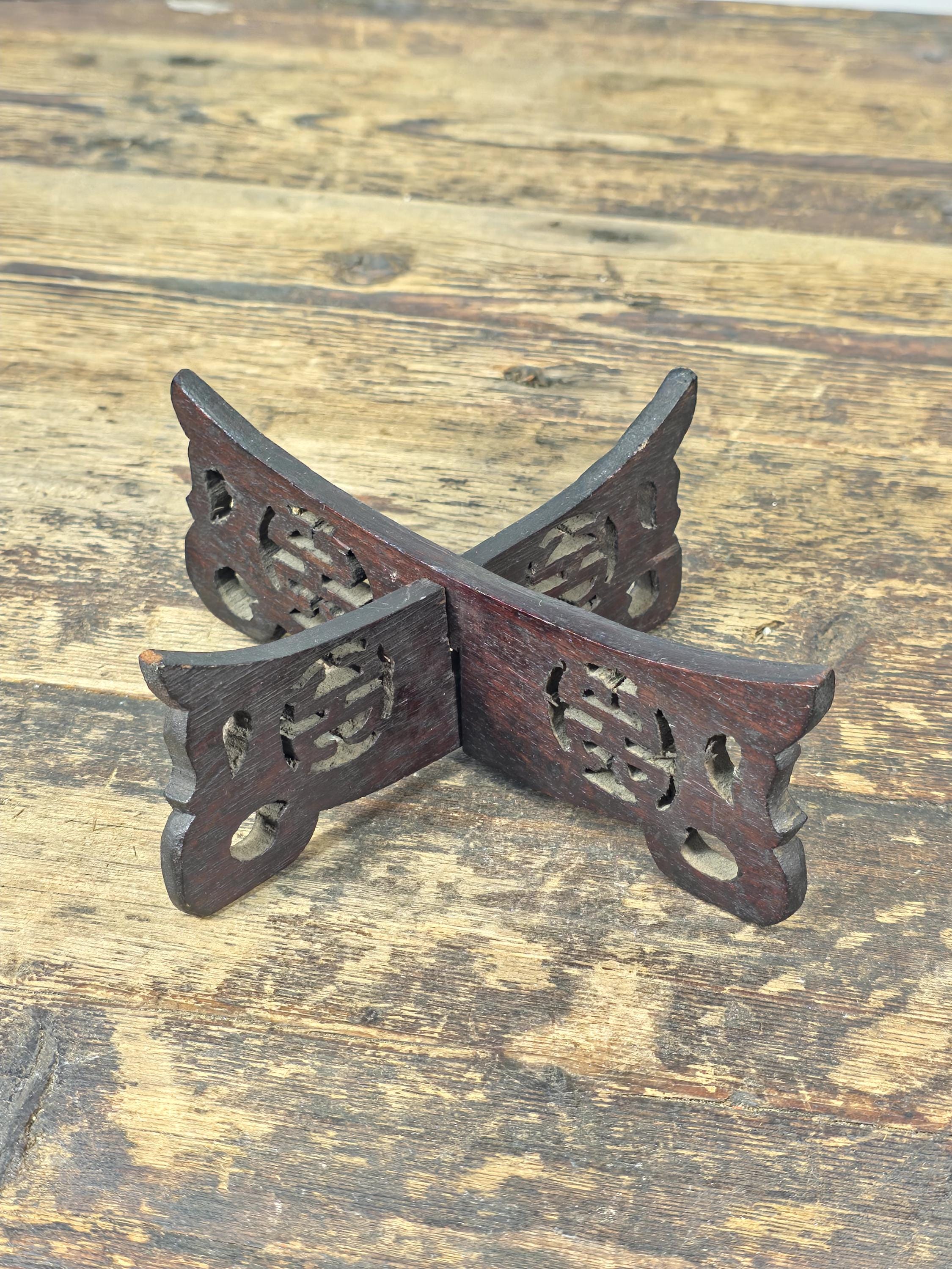 Small Asian Mixed Display Stands Set – Chinese & Japanese Wood Bases (3 pcs)