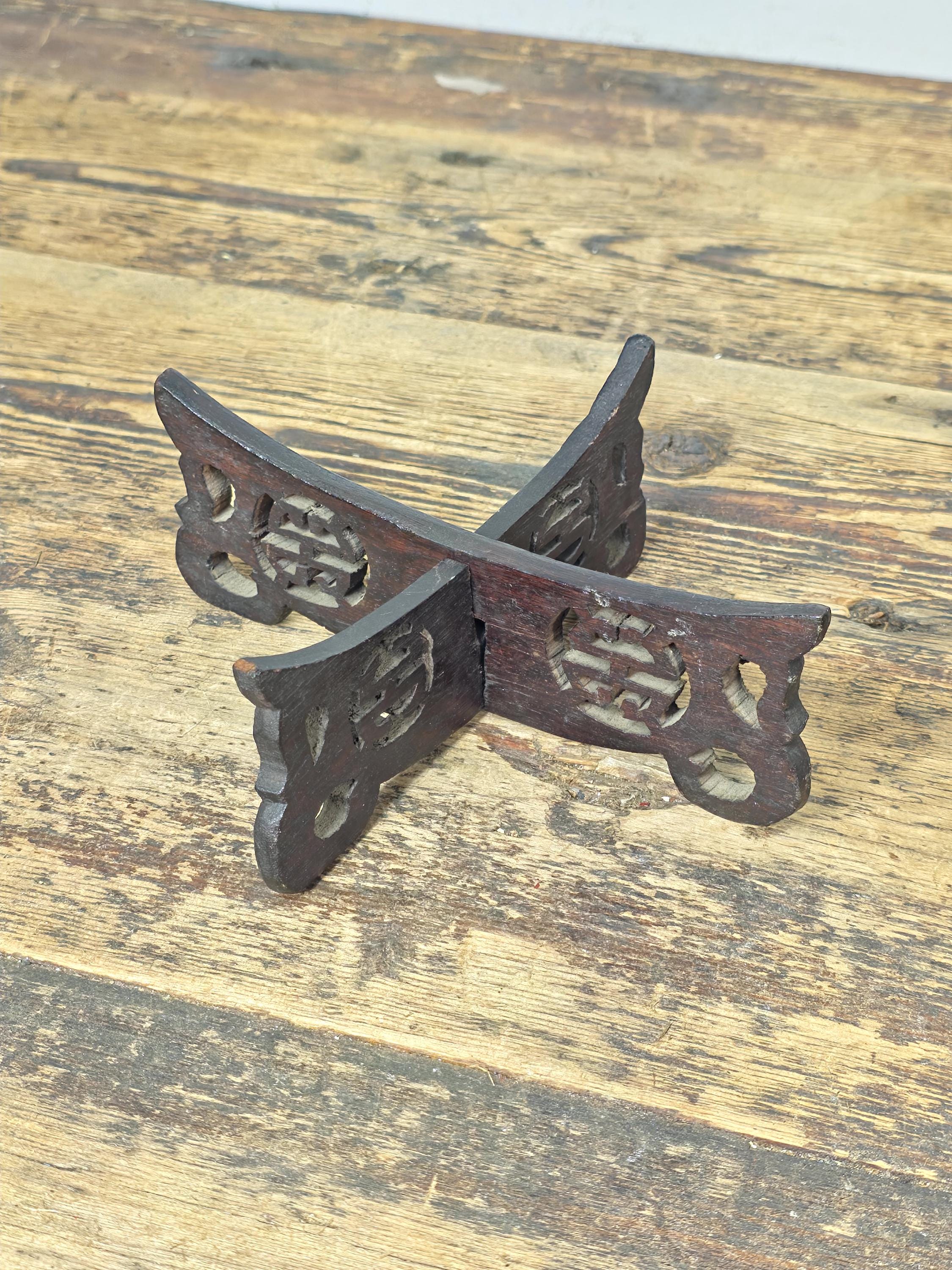 Small Asian Mixed Display Stands Set – Chinese & Japanese Wood Bases (3 pcs)