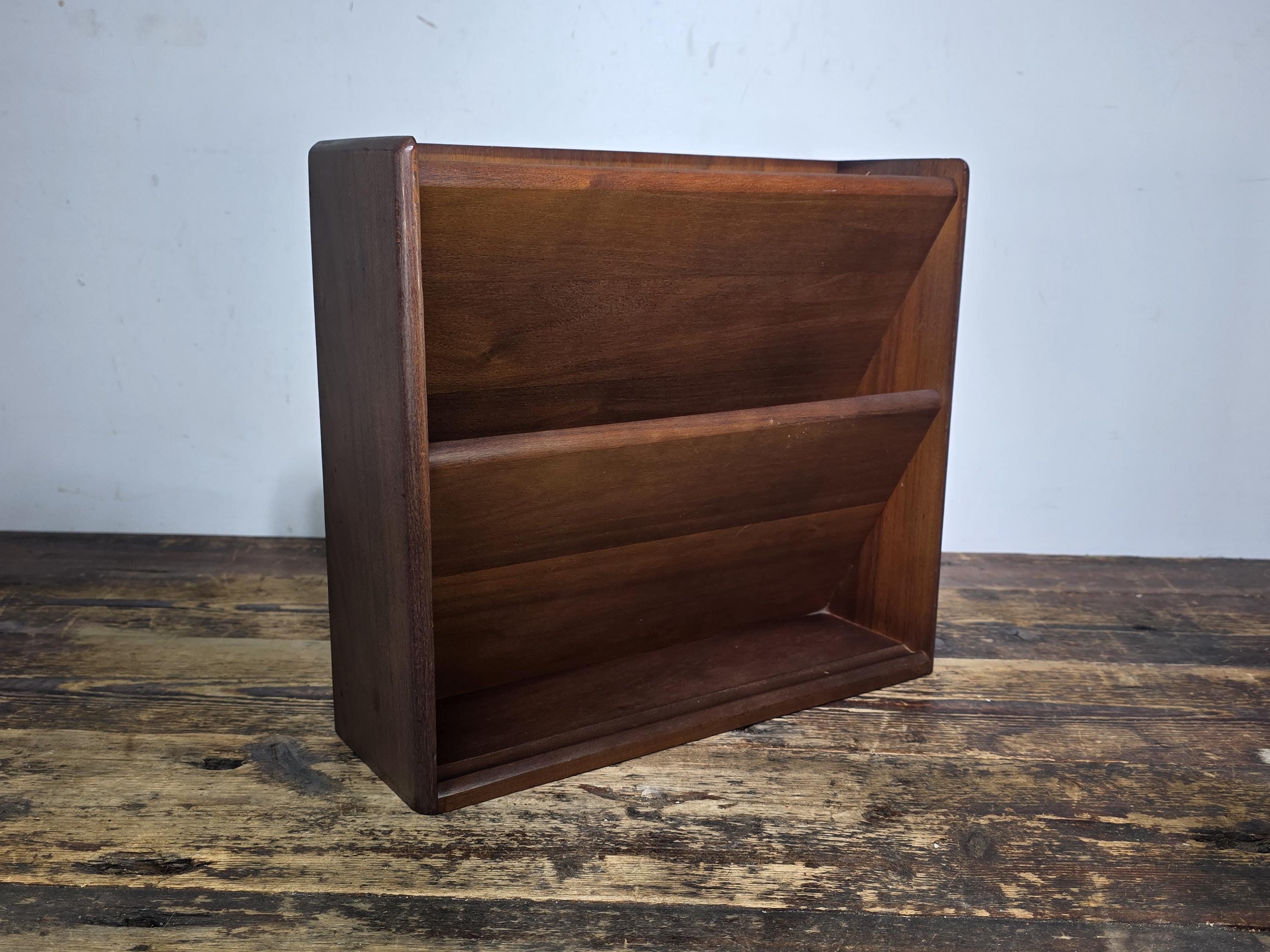 Mid-Century Modern Walnut Wall-Mounted Document Organizer