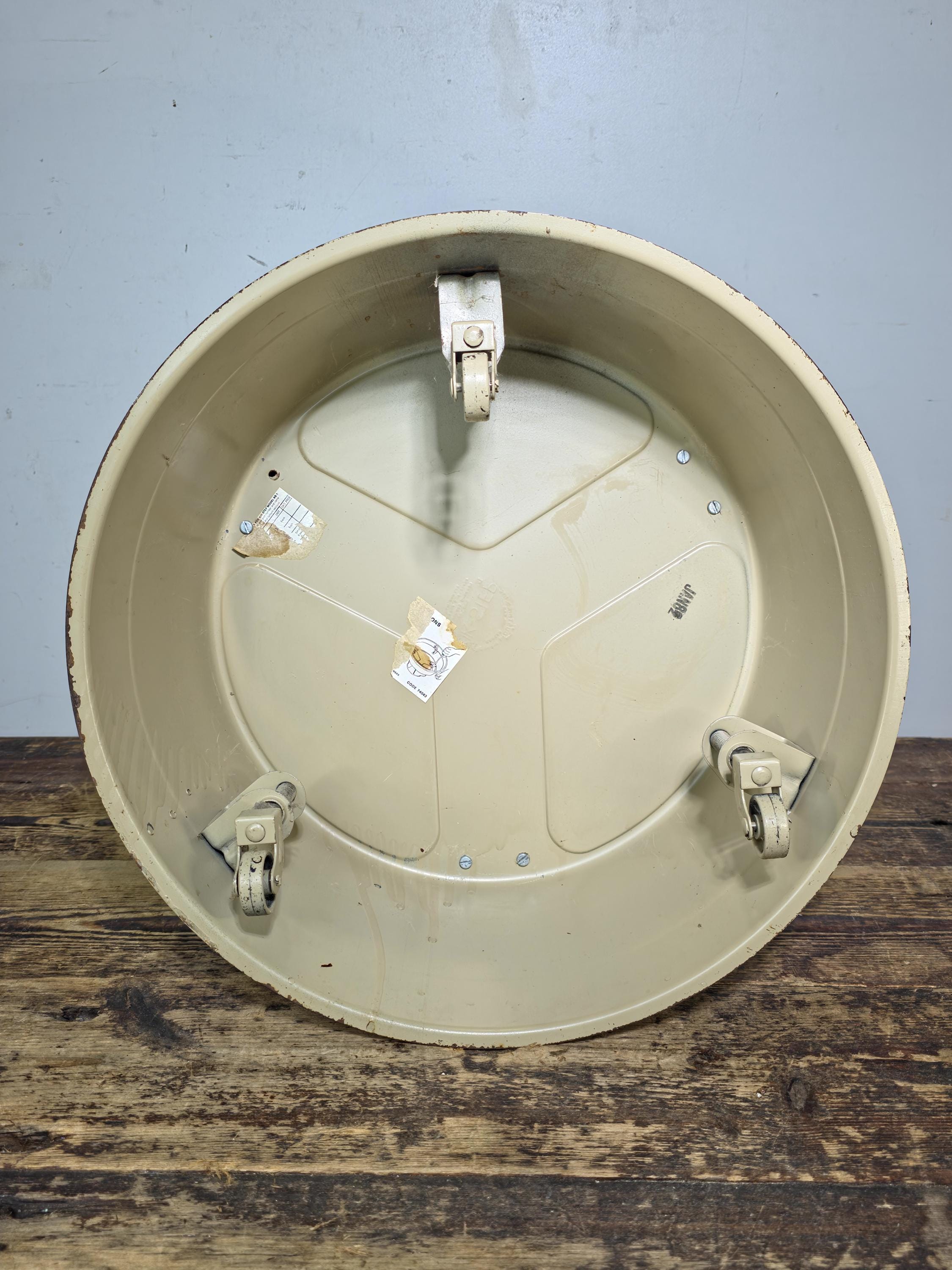 Vintage KIK-STEP Rolling Step Stool Beige Black Industrial 1980s USA