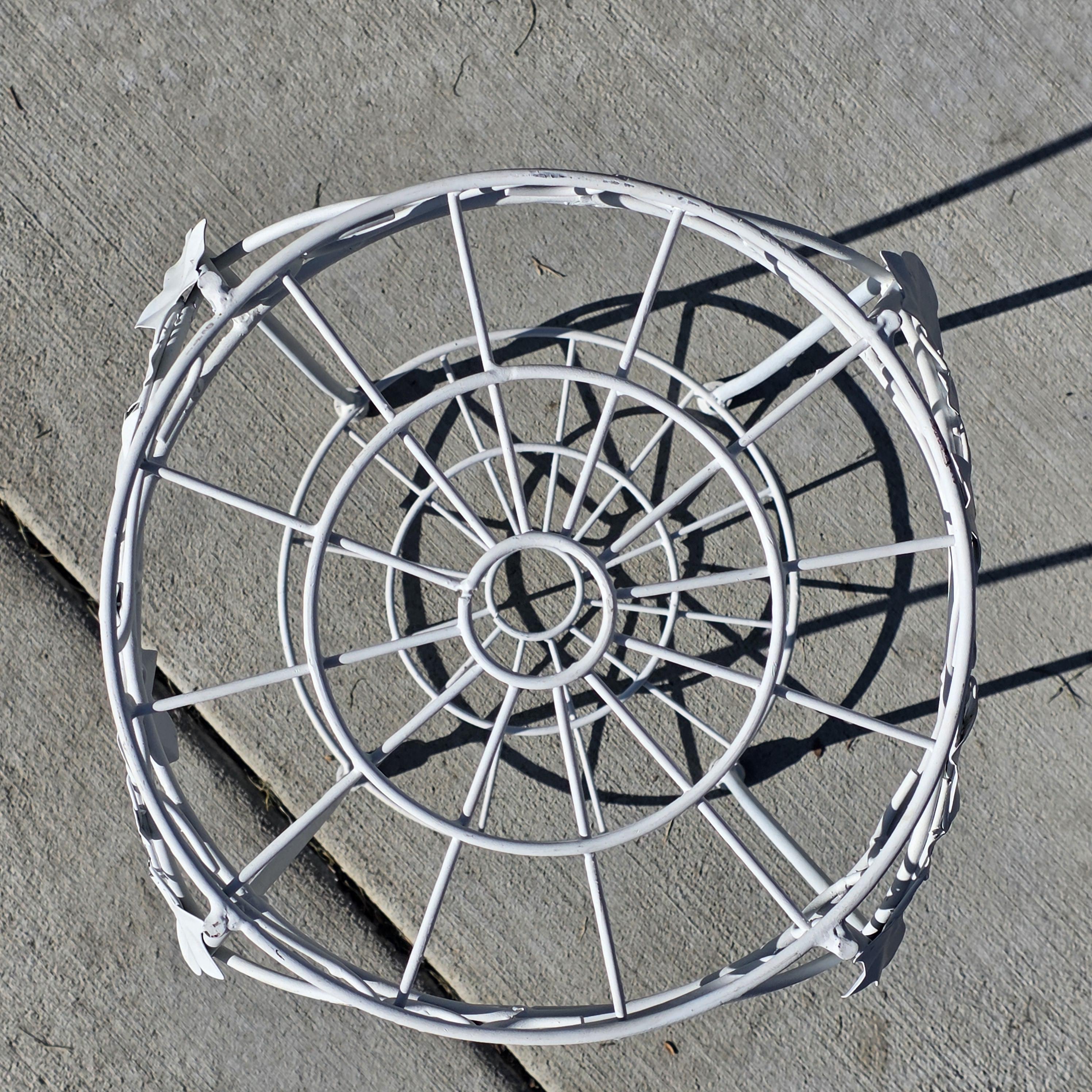 On Hold/ Vintage White Wire Metal Plant Stand with Ivy Accents – 22"H