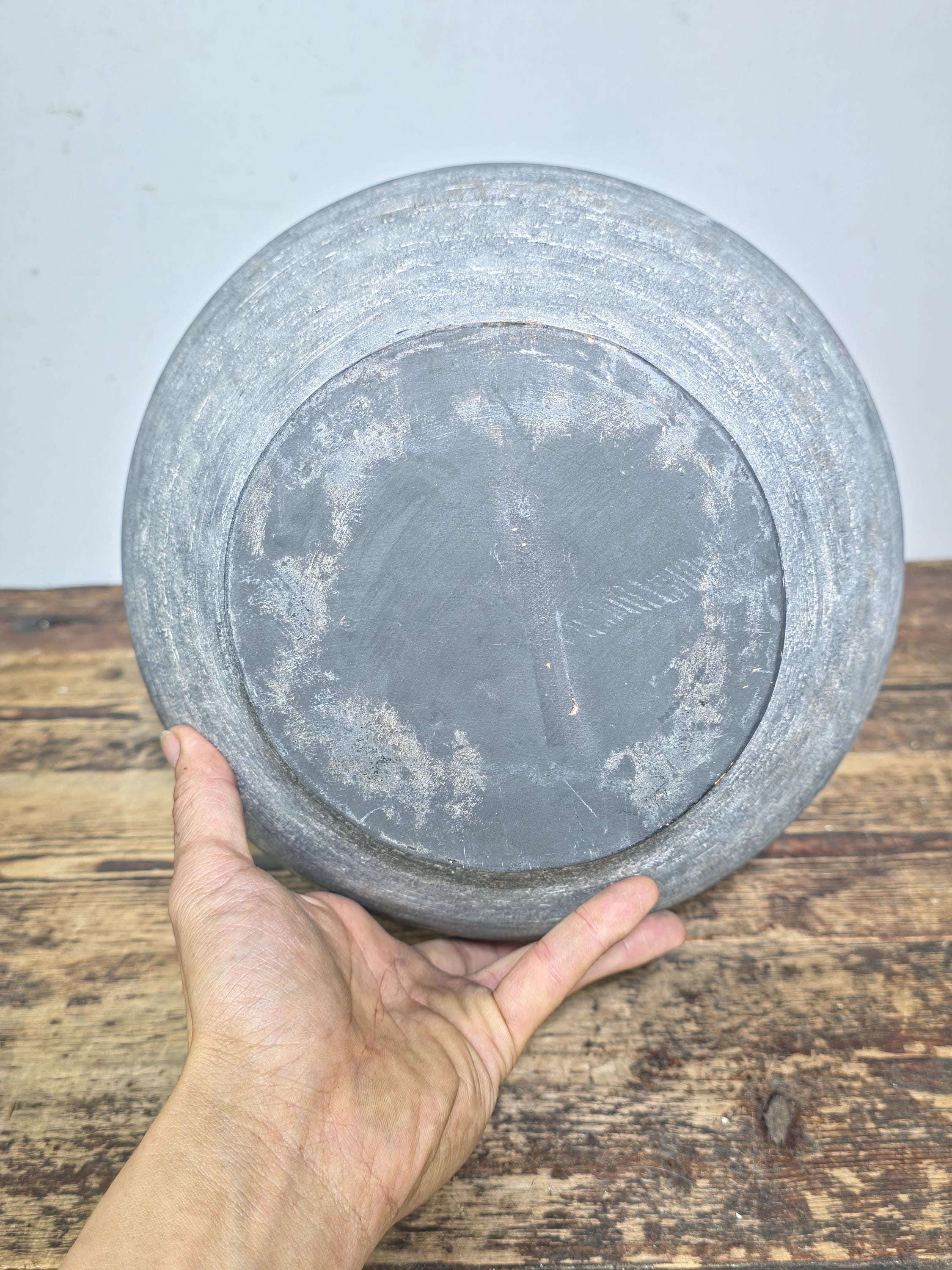 Large 13" Charcoal Terracotta Clay Pot β Amphora Style 4-Handle Garden Planter