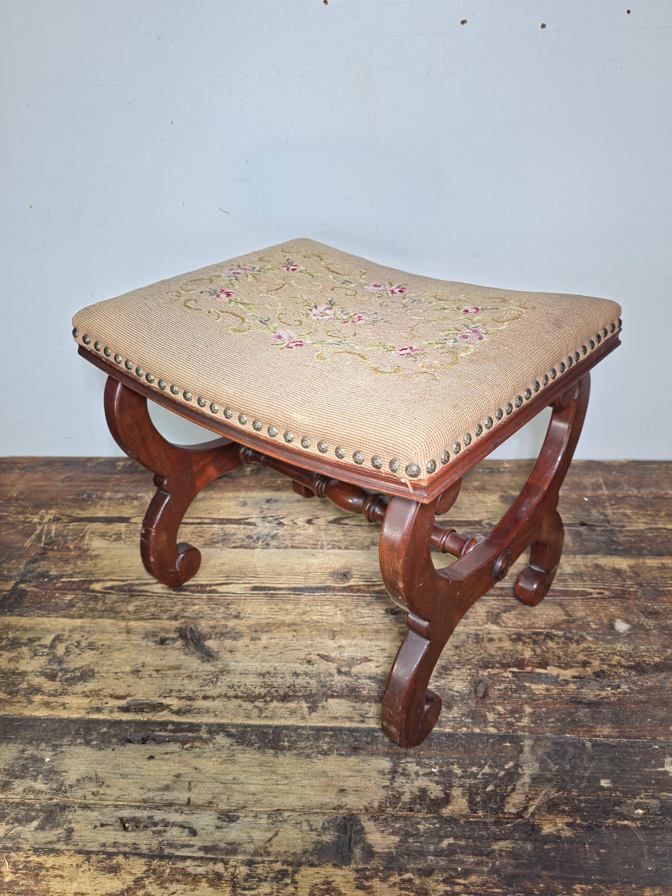 Rare 1930s Vander Ley Bros Needlepoint Stool | 300 Hall St. Grand Rapids Antique