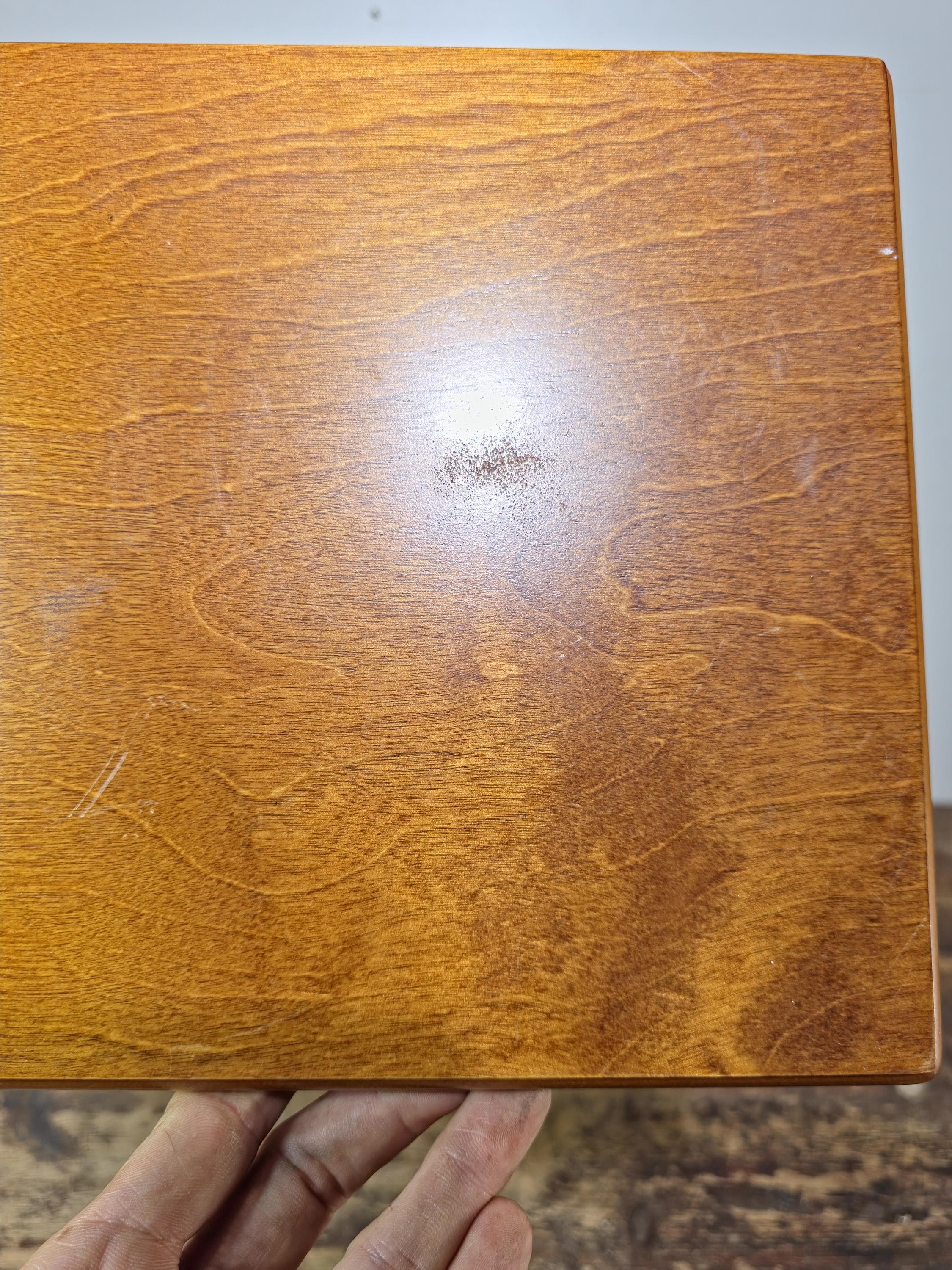 Vintage Mid-Century Style Tiger Maple Finish Pedestal Plant Stand 2-Tier 24.5"