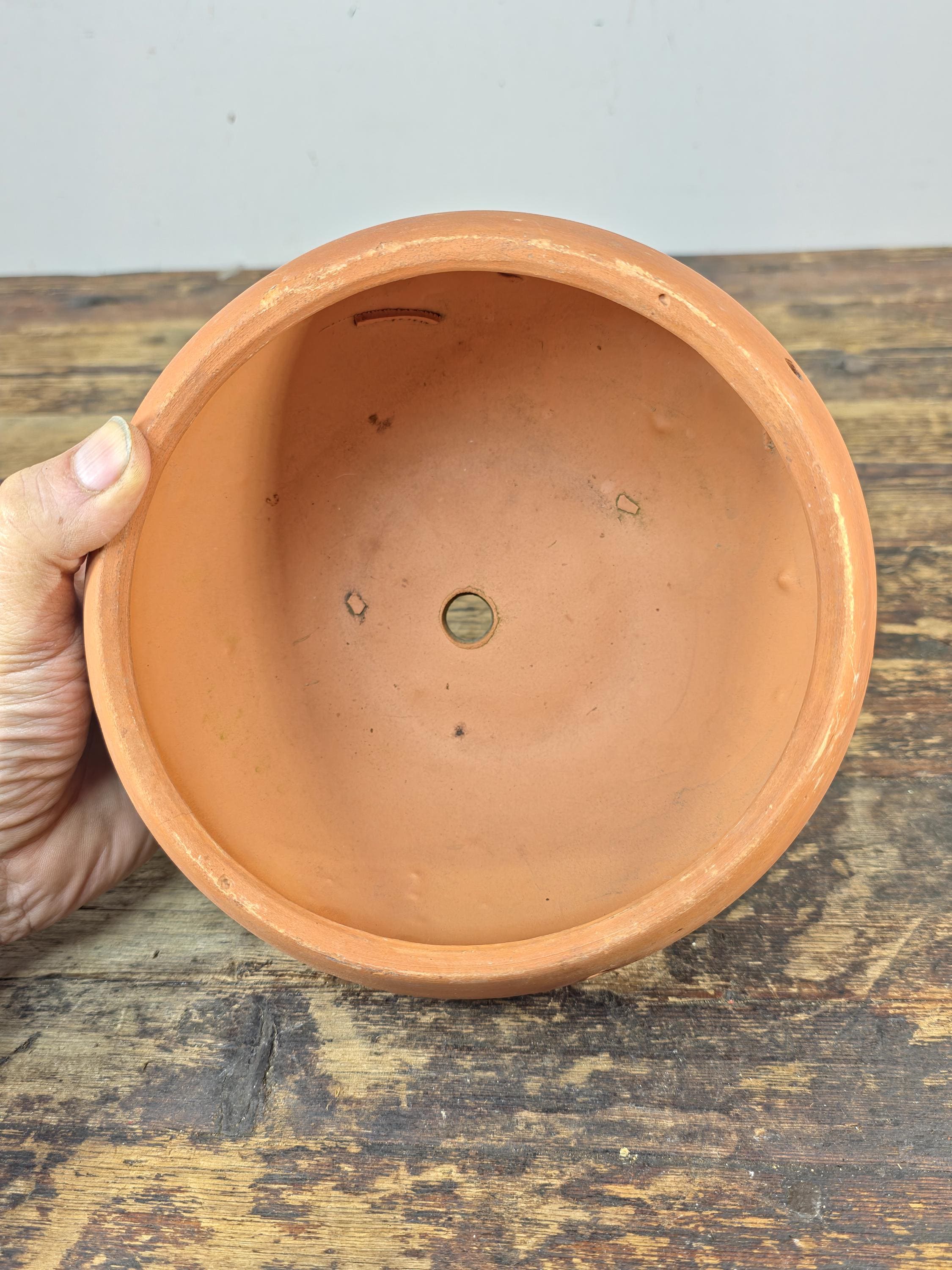 Vintage Terracotta Hanging Planter Pot – 1970s–1990s – 8" Diameter