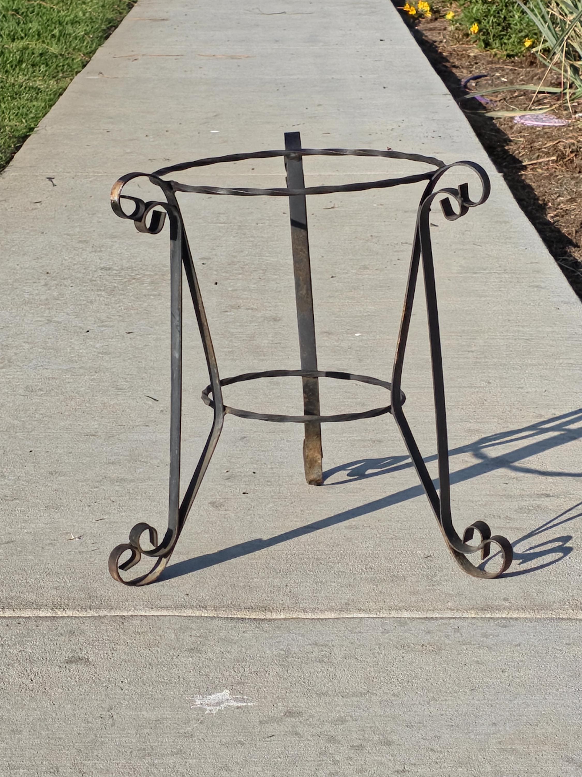 Vintage Spanish Revival Plant Stand 19" Mid-Century Twisted Iron Planter Holder