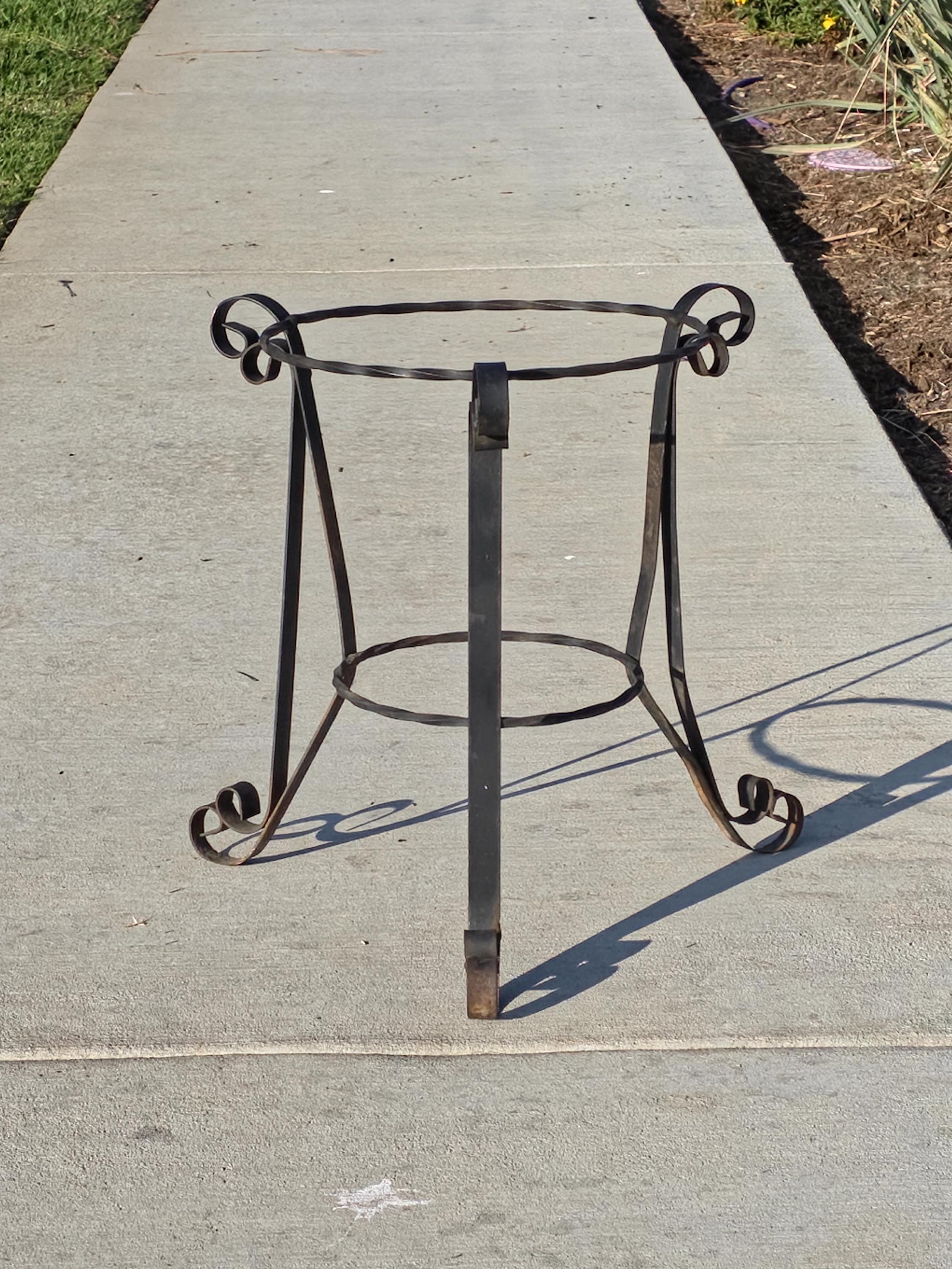 Vintage Spanish Revival Plant Stand 19" Mid-Century Twisted Iron Planter Holder