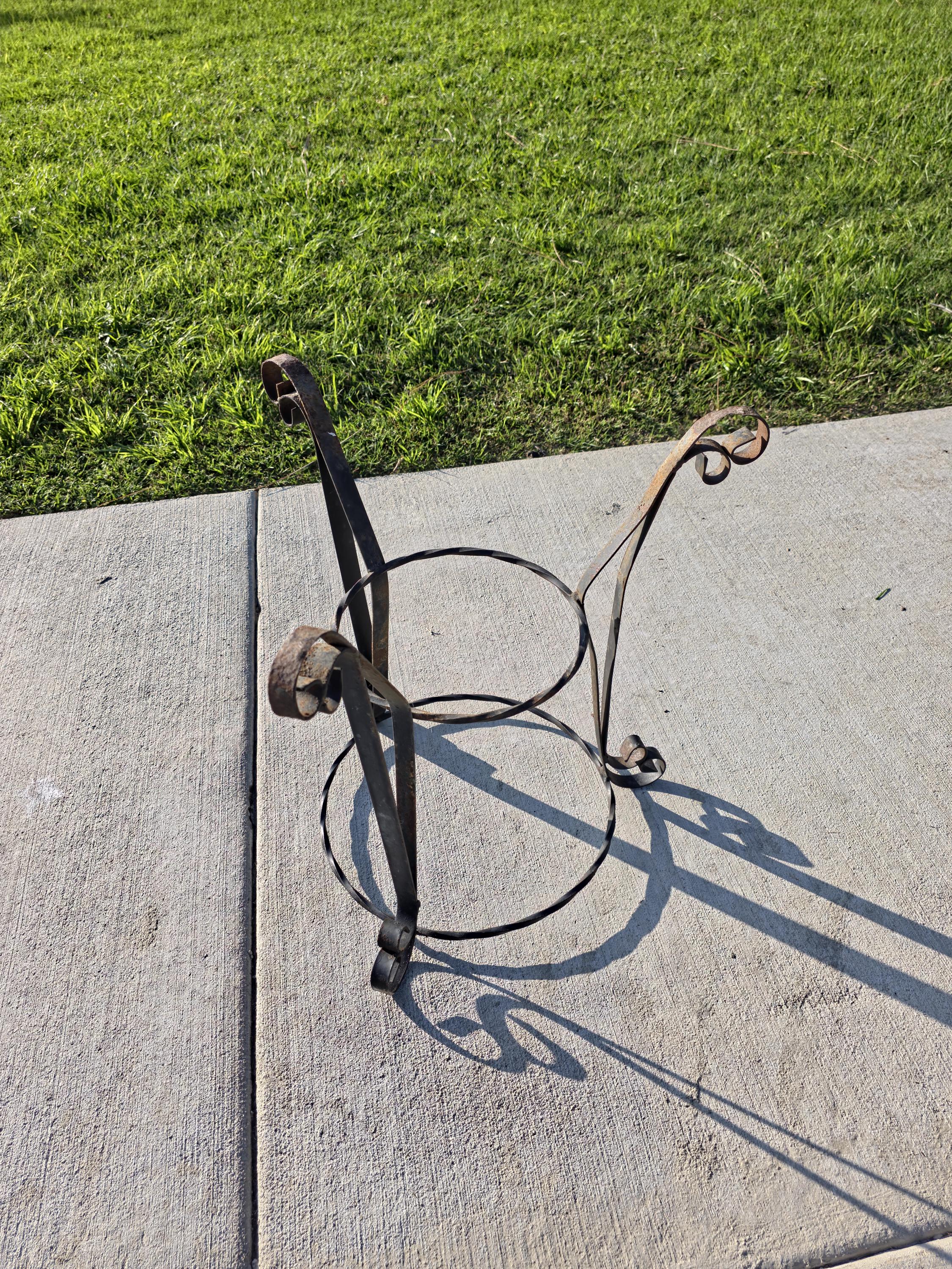 Vintage Spanish Revival Plant Stand 19" Mid-Century Twisted Iron Planter Holder