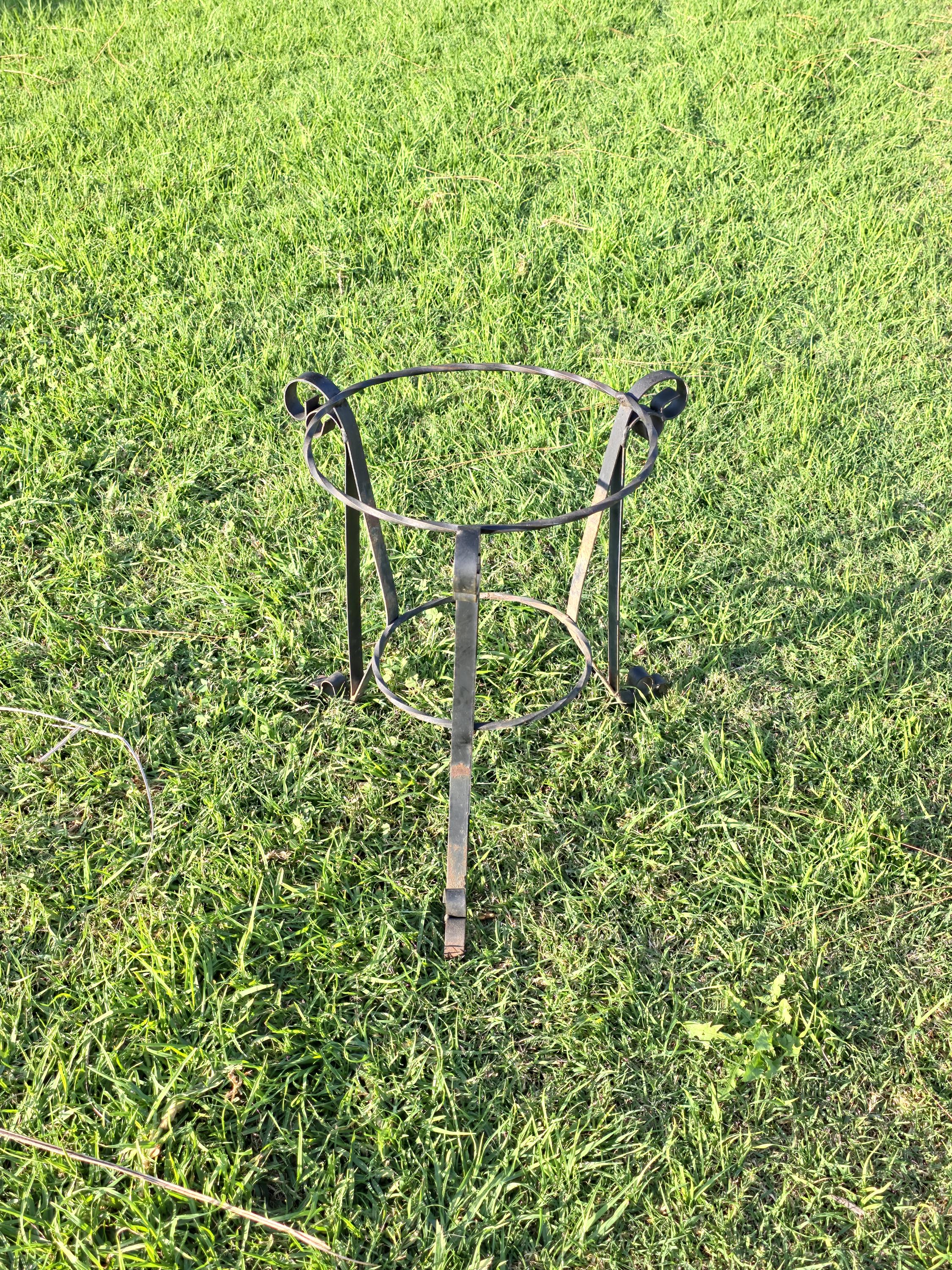 Vintage Spanish Revival Plant Stand 19" Mid-Century Twisted Iron Planter Holder