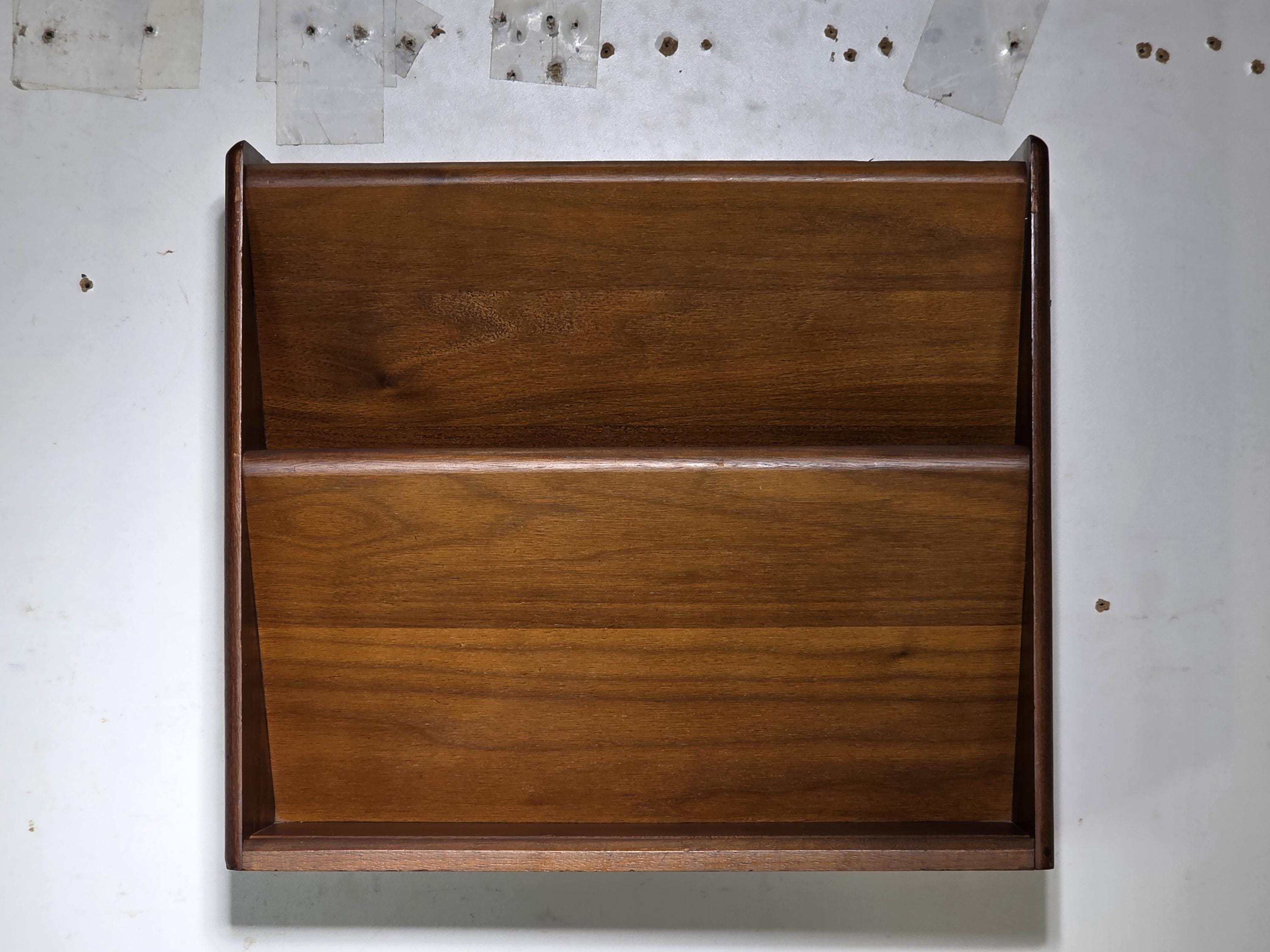 Mid-Century Modern Walnut Wall-Mounted Document Organizer