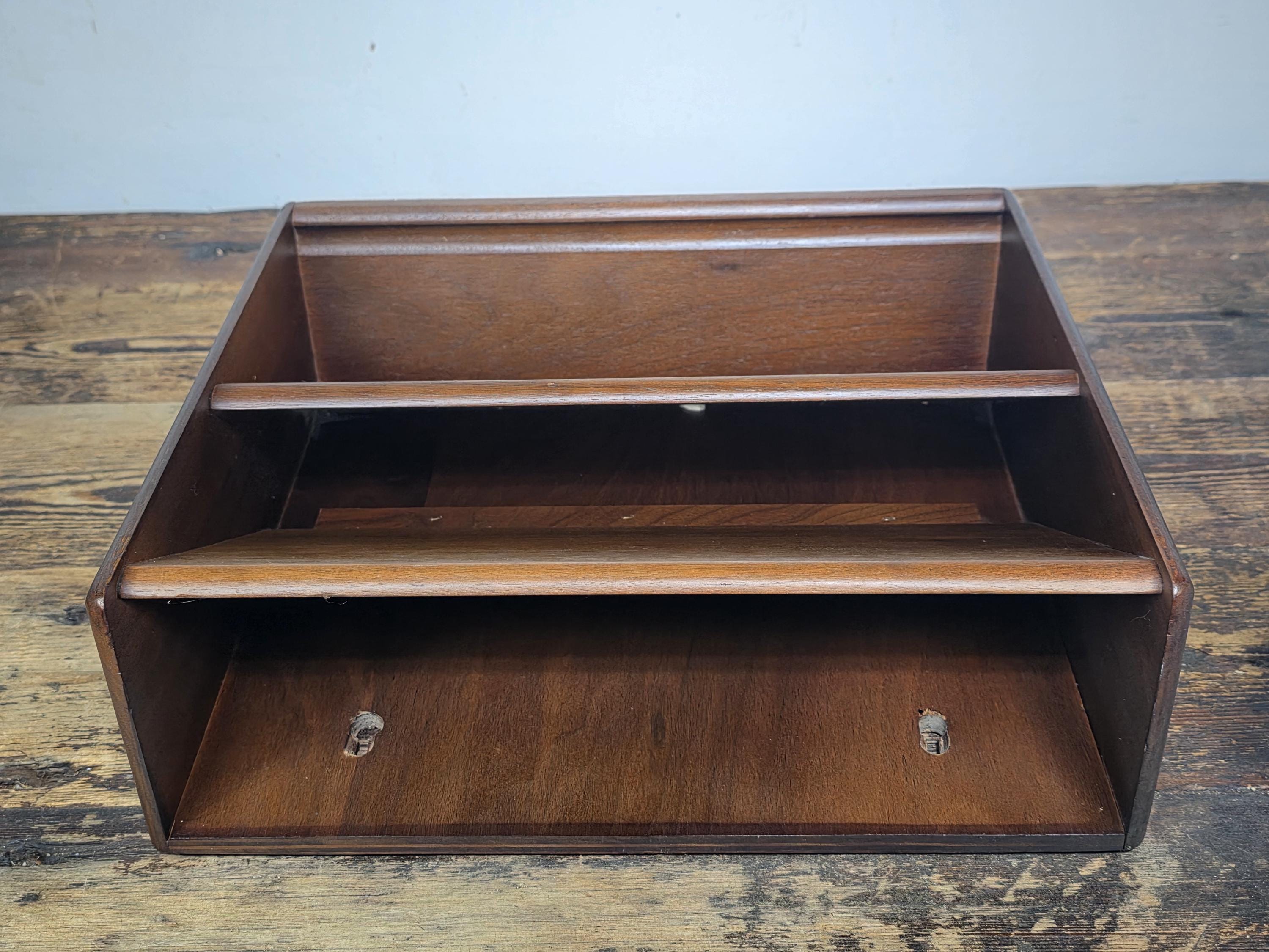 Mid-Century Modern Walnut Wall-Mounted Document Organizer