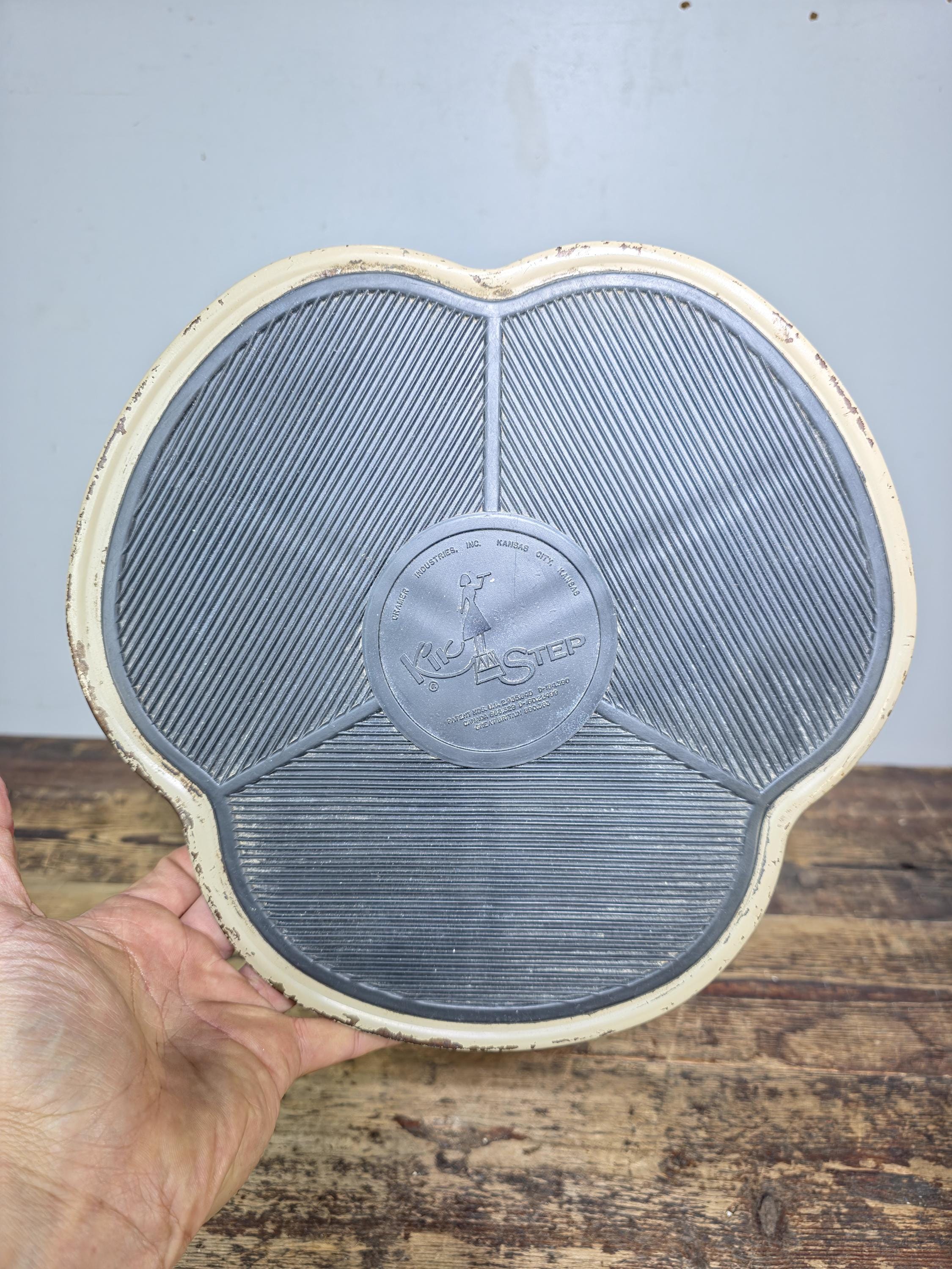 Vintage KIK-STEP Rolling Step Stool Beige Black Industrial 1980s USA