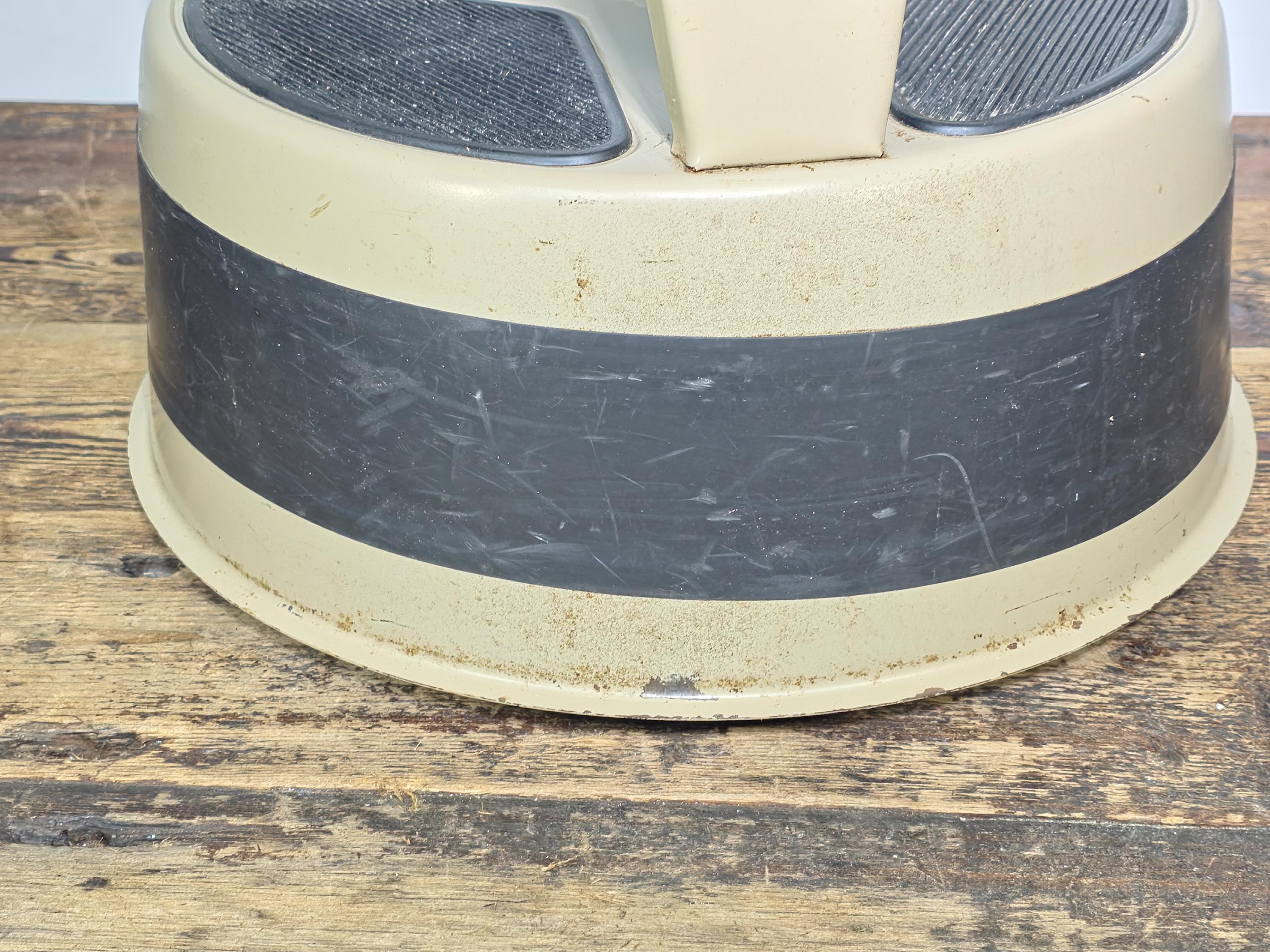 Vintage KIK-STEP Rolling Step Stool Beige Black Industrial 1980s USA