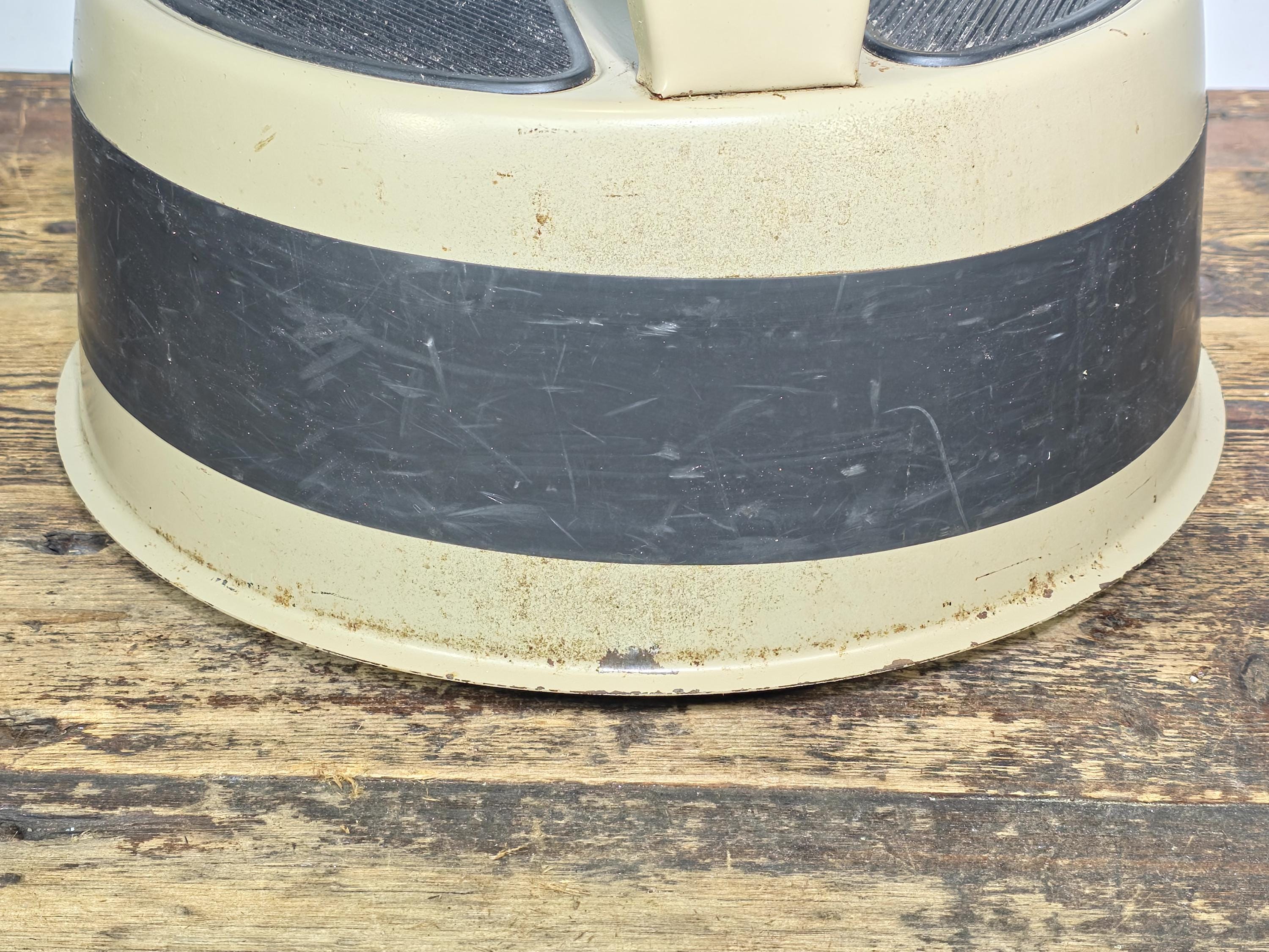 Vintage KIK-STEP Rolling Step Stool Beige Black Industrial 1980s USA