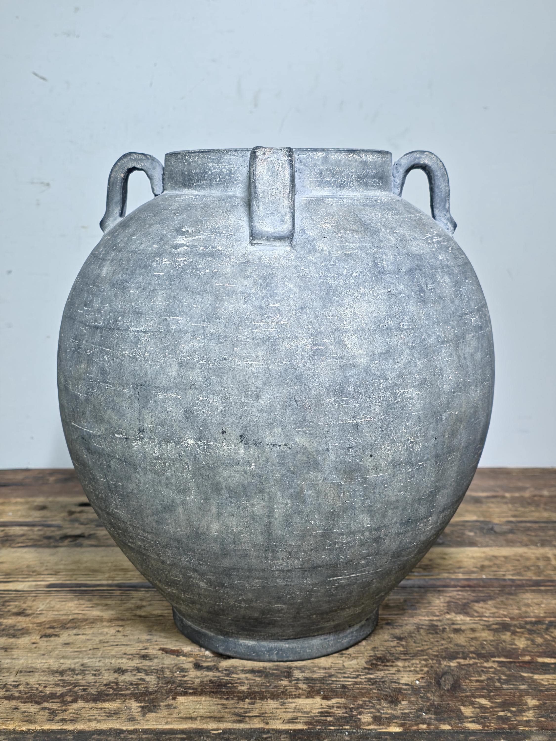 Large 13" Charcoal Terracotta Clay Pot β Amphora Style 4-Handle Garden Planter