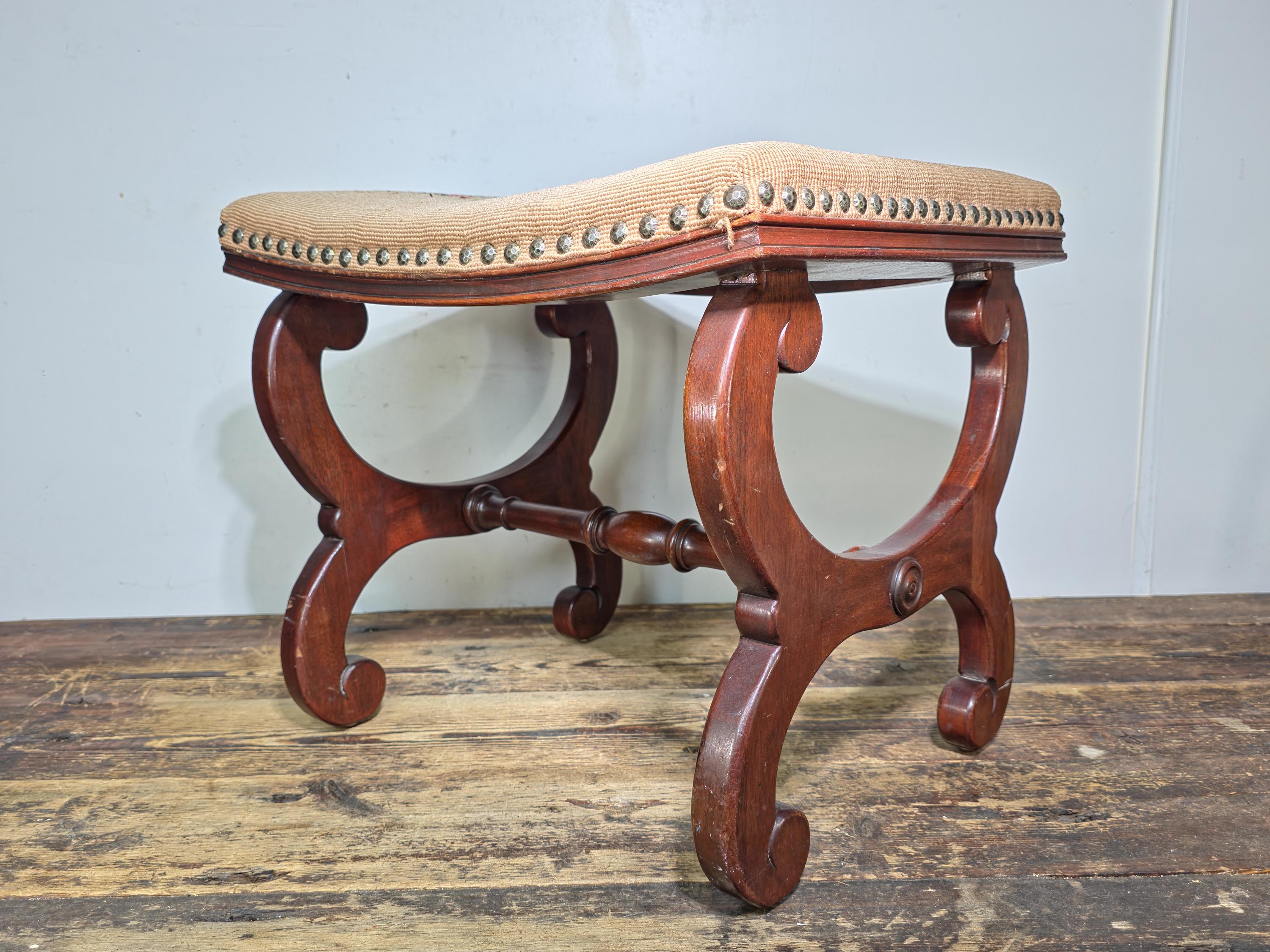 Rare 1930s Vander Ley Bros Needlepoint Stool | 300 Hall St. Grand Rapids Antique