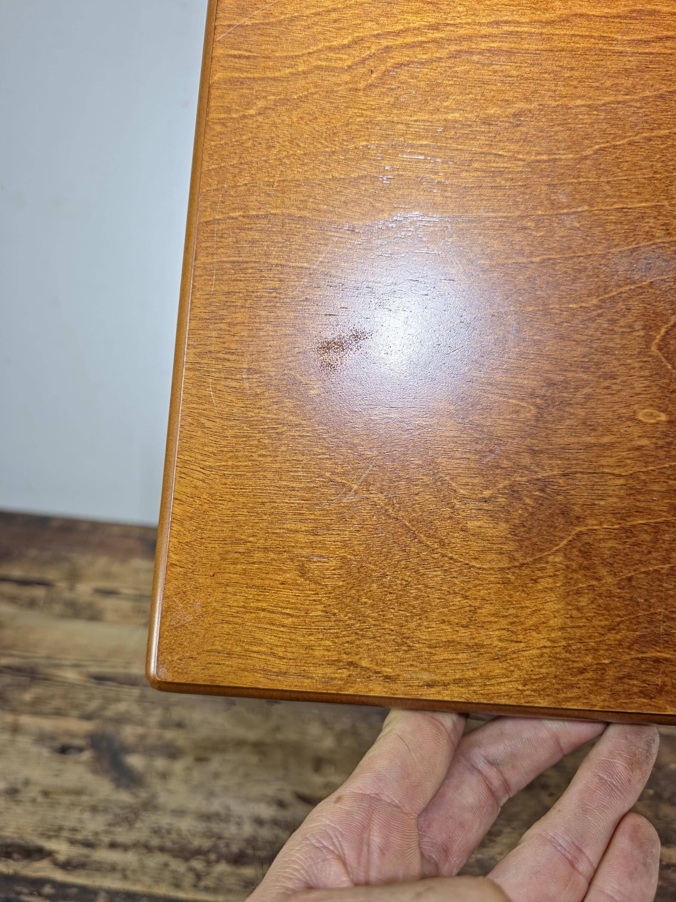 Vintage Mid-Century Style Tiger Maple Finish Pedestal Plant Stand 2-Tier 24.5"