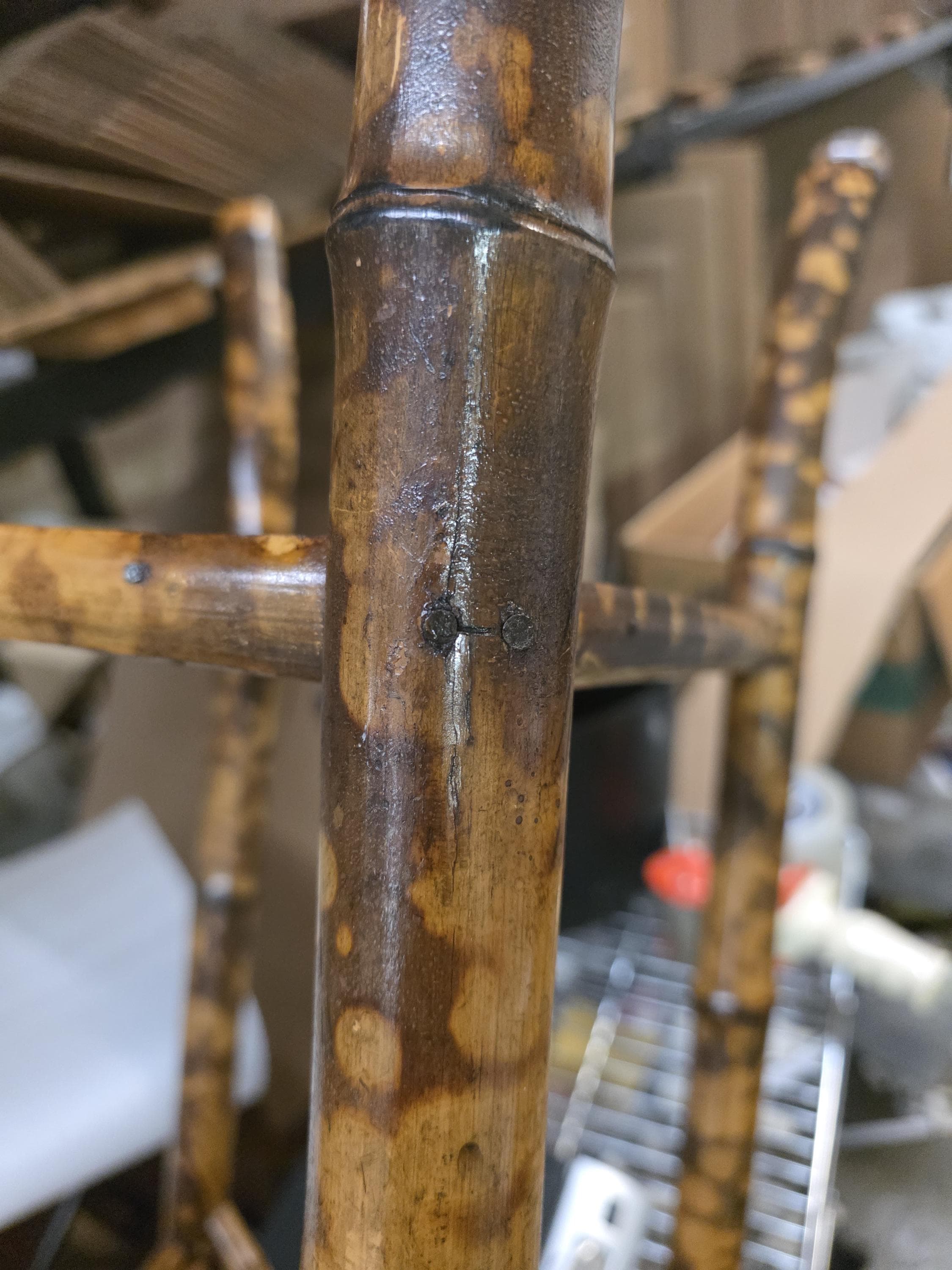 Rare Antique Chinoiserie Bamboo Table | Hand-Painted Lacquer Panels, c.1900