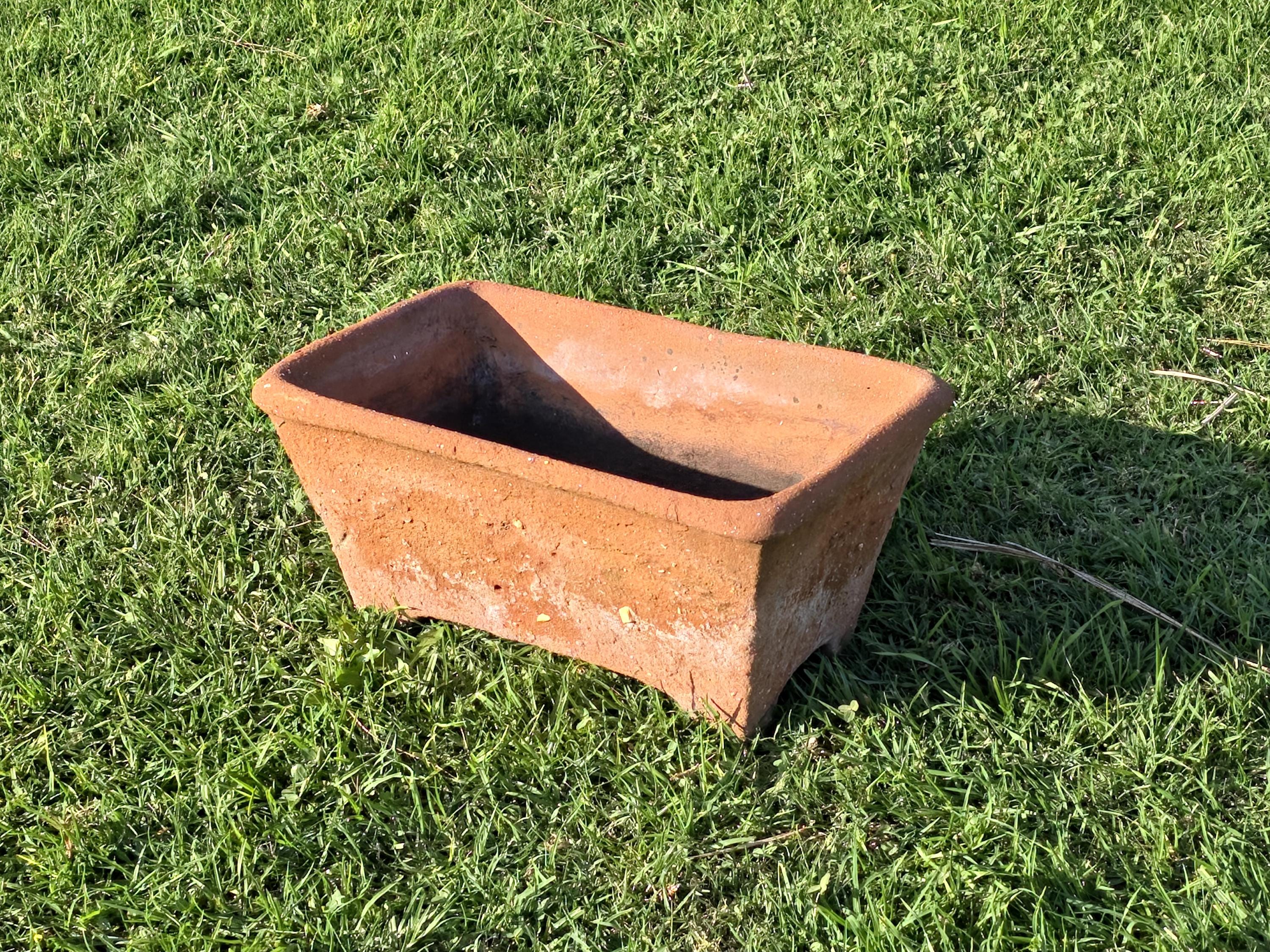 Large Vintage Mexican Terracotta Planter Footed Rustic Garden Pot 21" Weathered