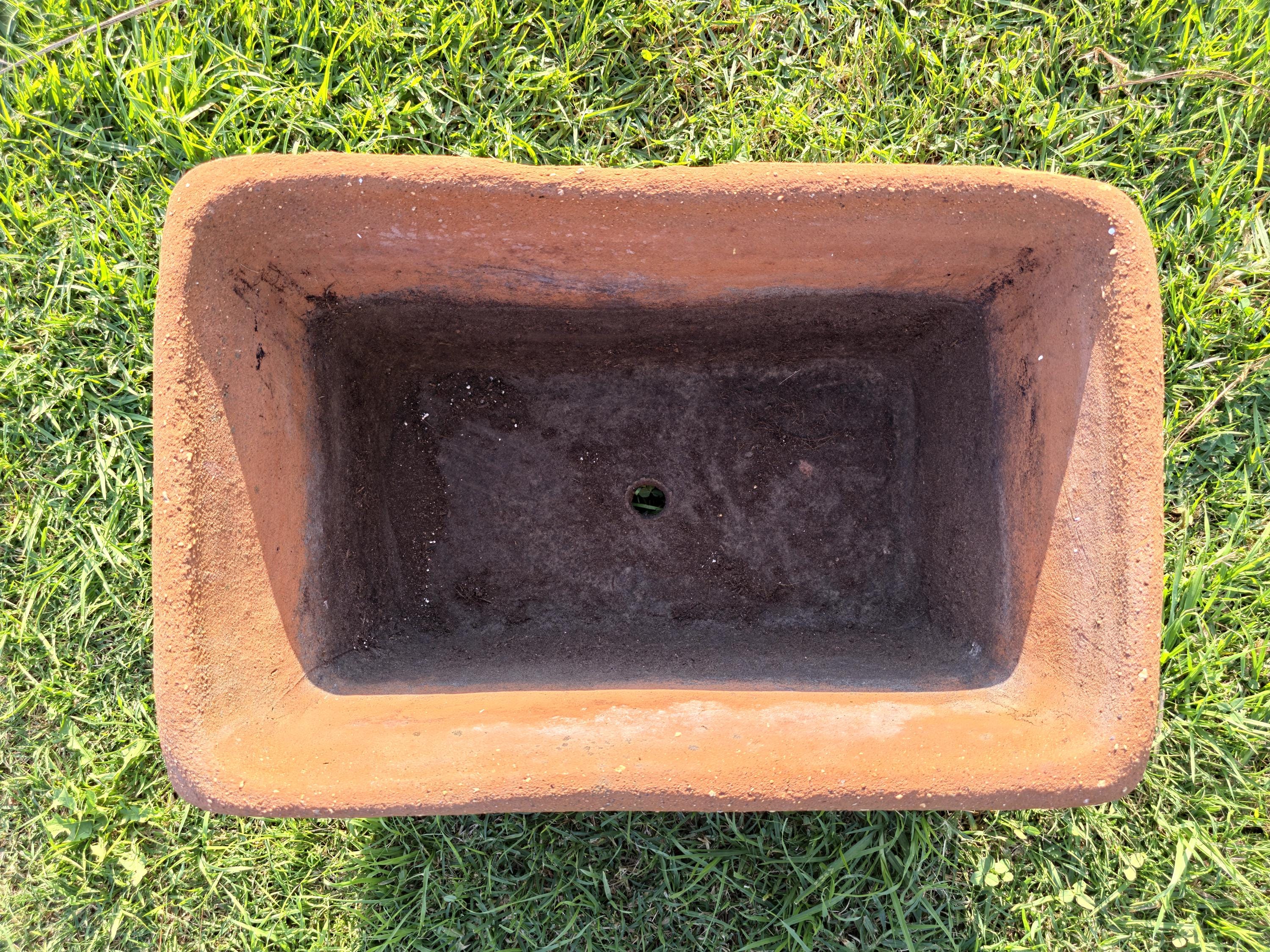 Large Vintage Mexican Terracotta Planter Footed Rustic Garden Pot 21" Weathered