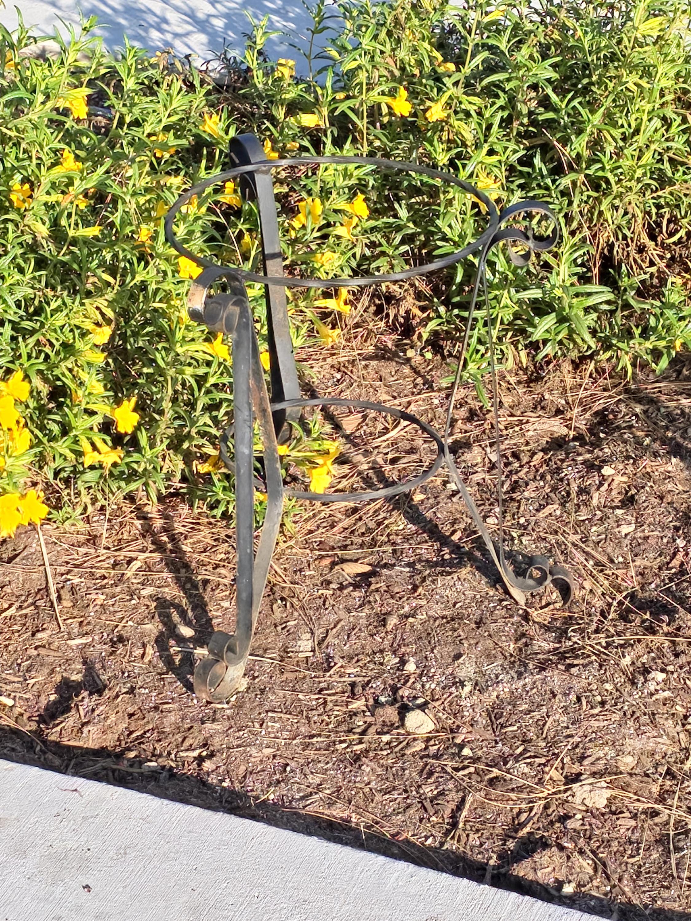 Vintage Spanish Revival Plant Stand 19" Mid-Century Twisted Iron Planter Holder