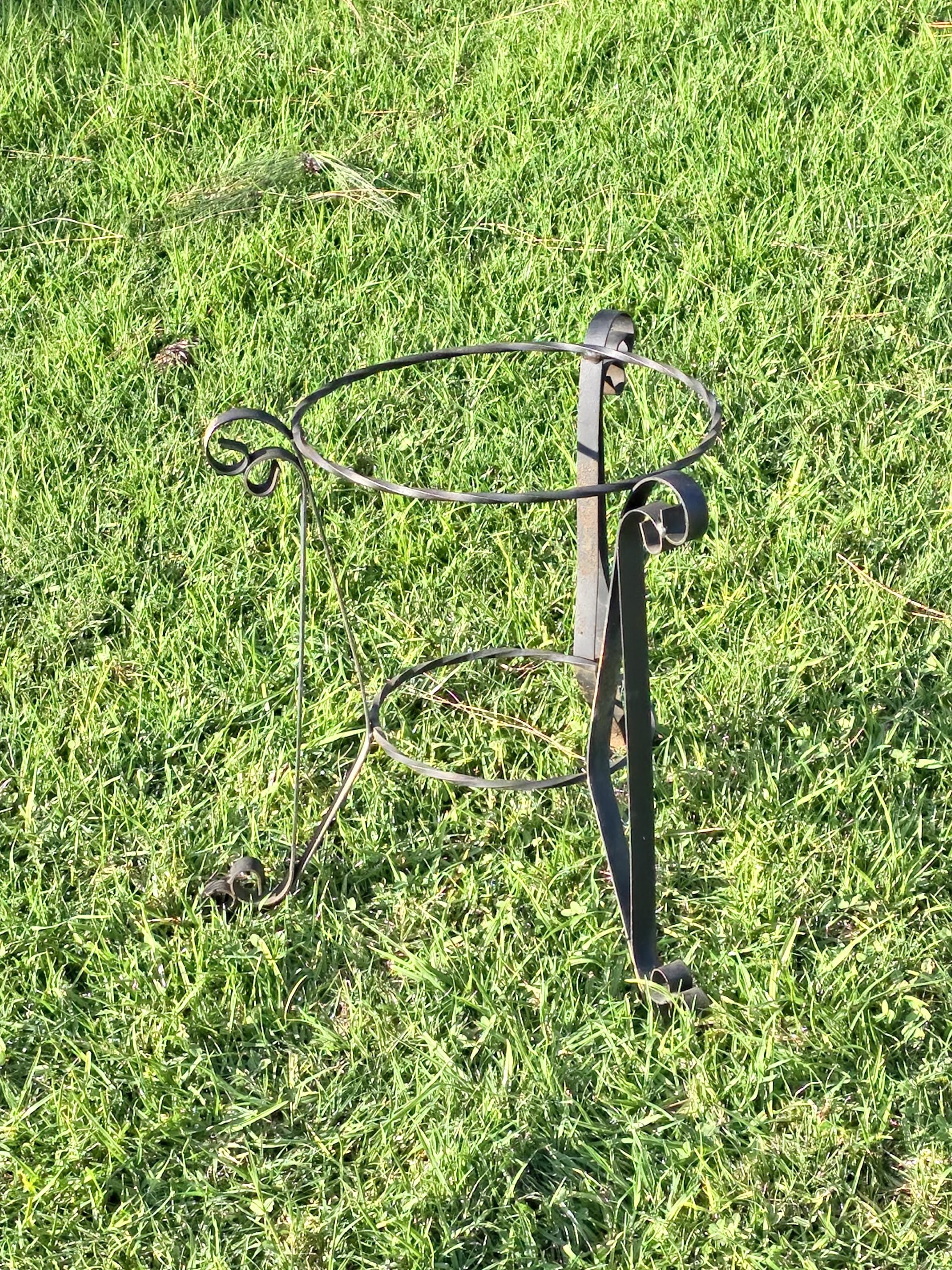 Vintage Spanish Revival Plant Stand 19" Mid-Century Twisted Iron Planter Holder