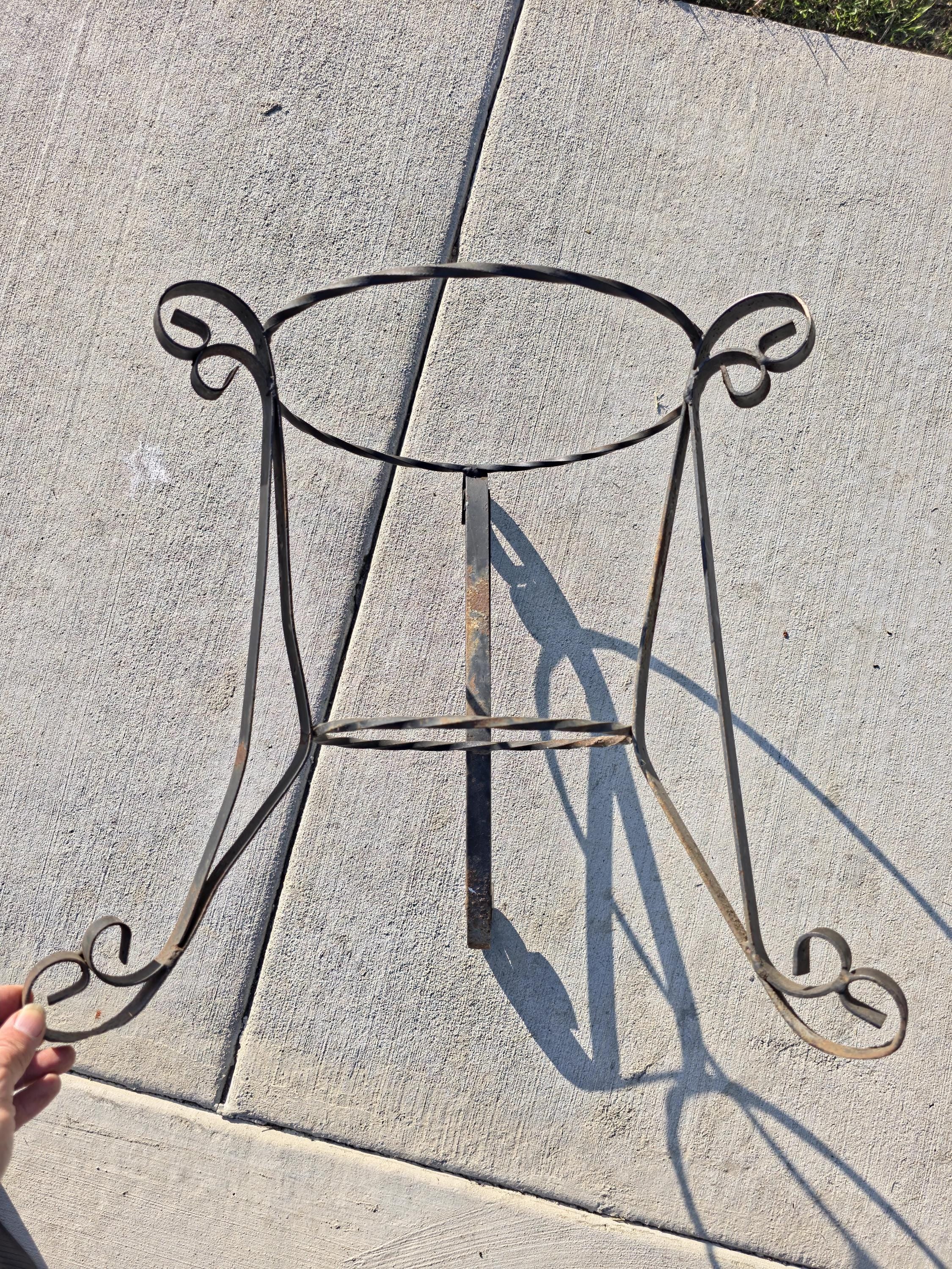 Vintage Spanish Revival Plant Stand 19" Mid-Century Twisted Iron Planter Holder