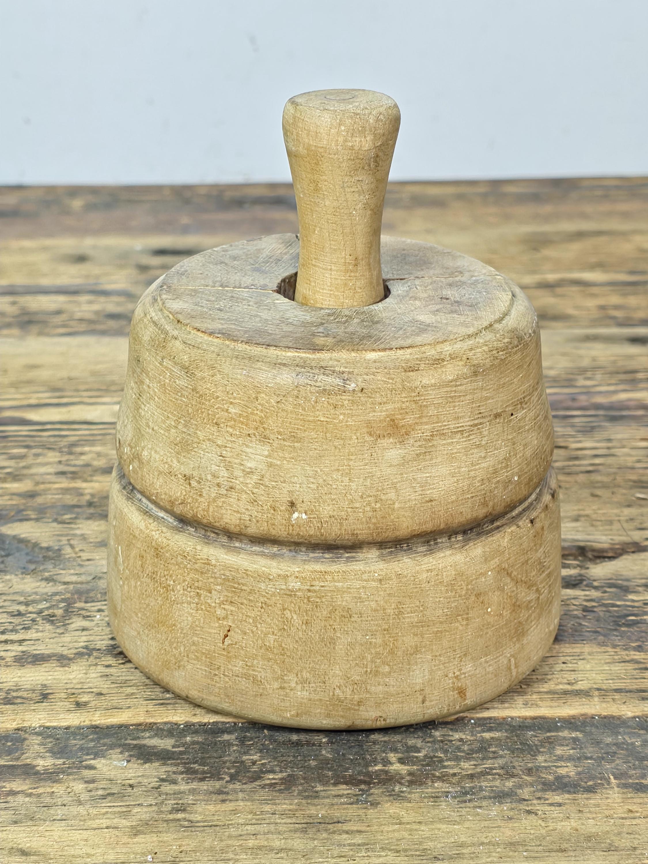 Antique Primitive Wooden Butter Mold | Hand-Carved Floral Design